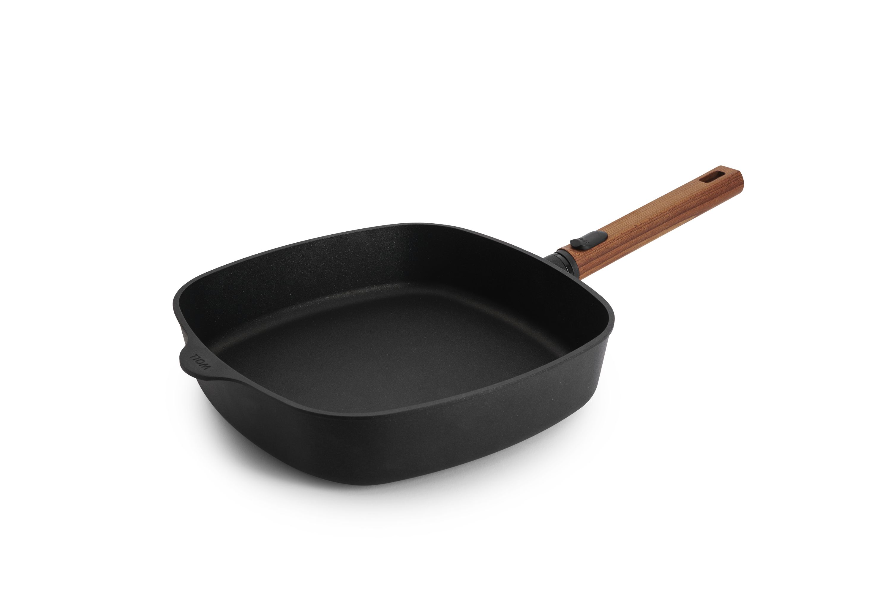 Woll Viereckpfanne Hochrand PFAS Free Frei Glasdeckel Holzgriff modern schwarz Aluminium 28 x 28 cm