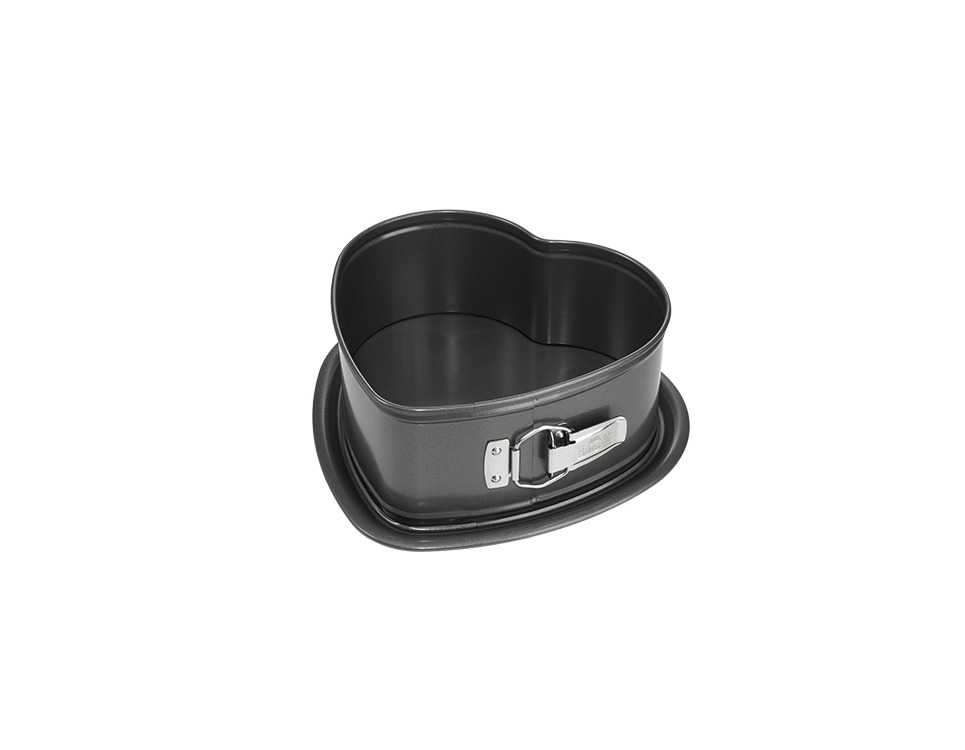 Birkmann Herzform Springform 22 cm Karbonstahl grau Handwäsche antihaftbeschichtung