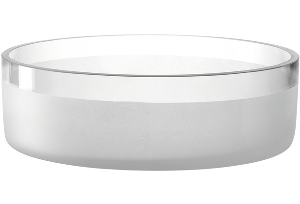 Leonardo Schale Novara 22 5?cm  Glas  schlicht  weiß  Deko  multifunktional Schlichte  transparente Glasschale mit glatter Oberfläche und rundem Rand  frontal freigestellt fotografiert