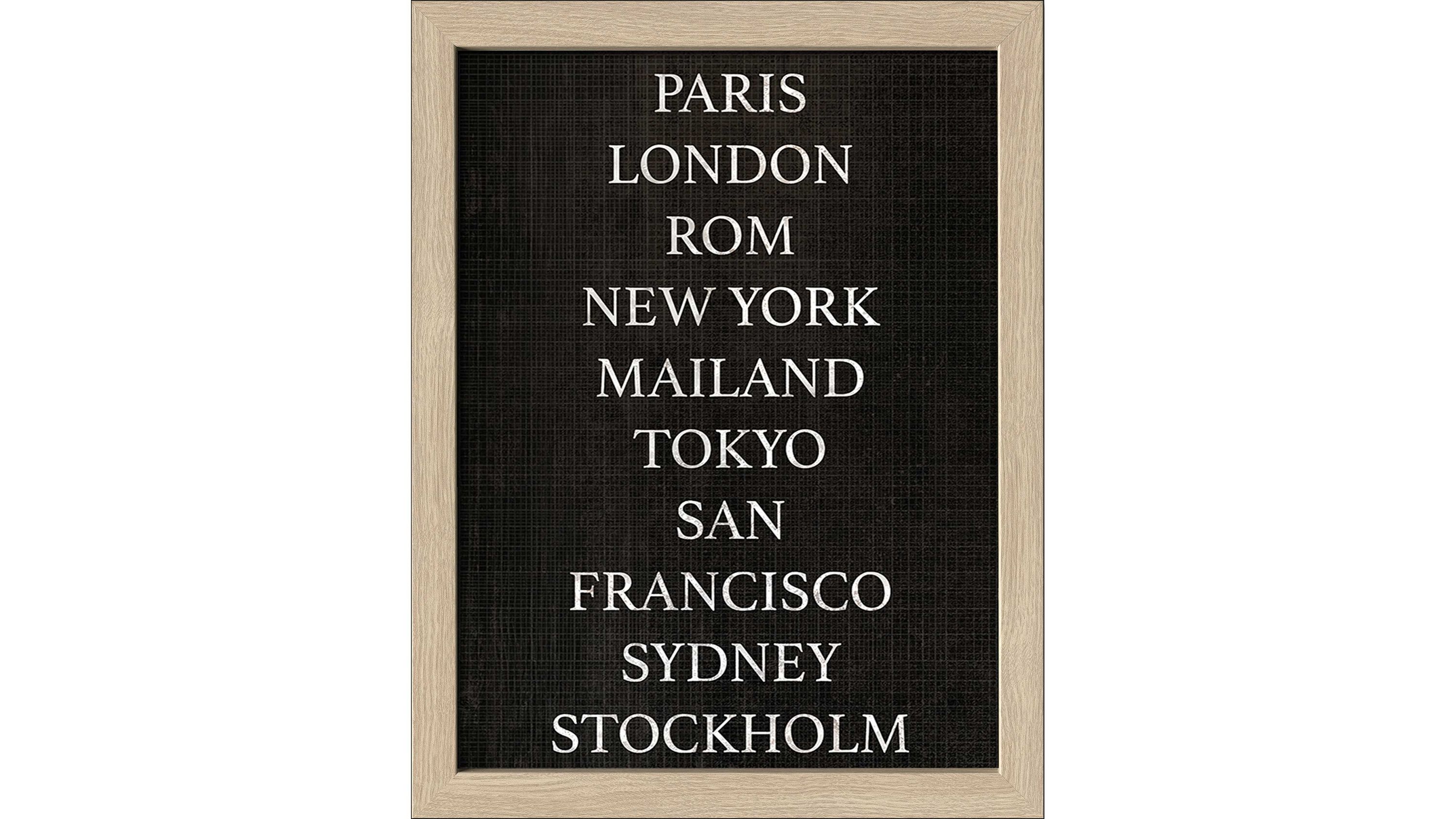PRO®ART Kunstdruck Big Cities Eiche, Schwarz & Weiß - ca. 35 x 45 x 3 cm