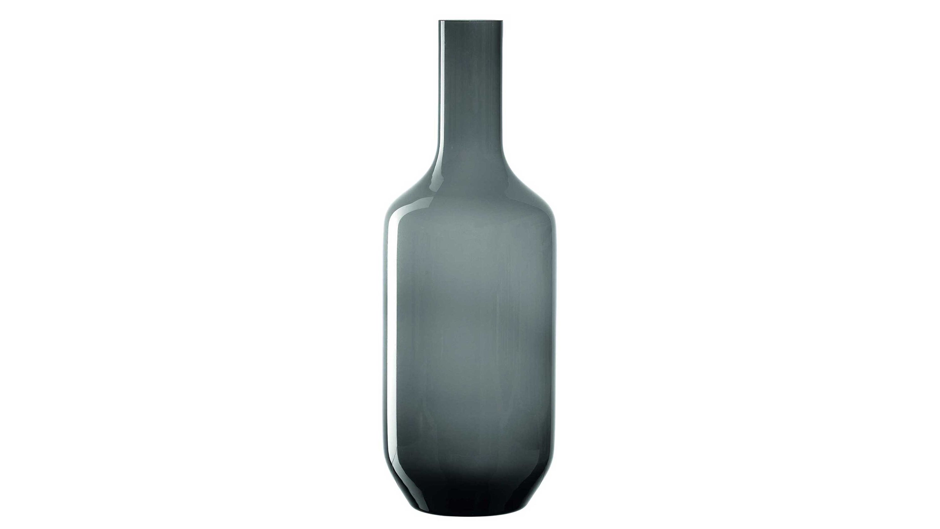 Graue Glasvase mit schmalem Hals Graue Glasvase mit schmalem Hals und bauchigem Körper