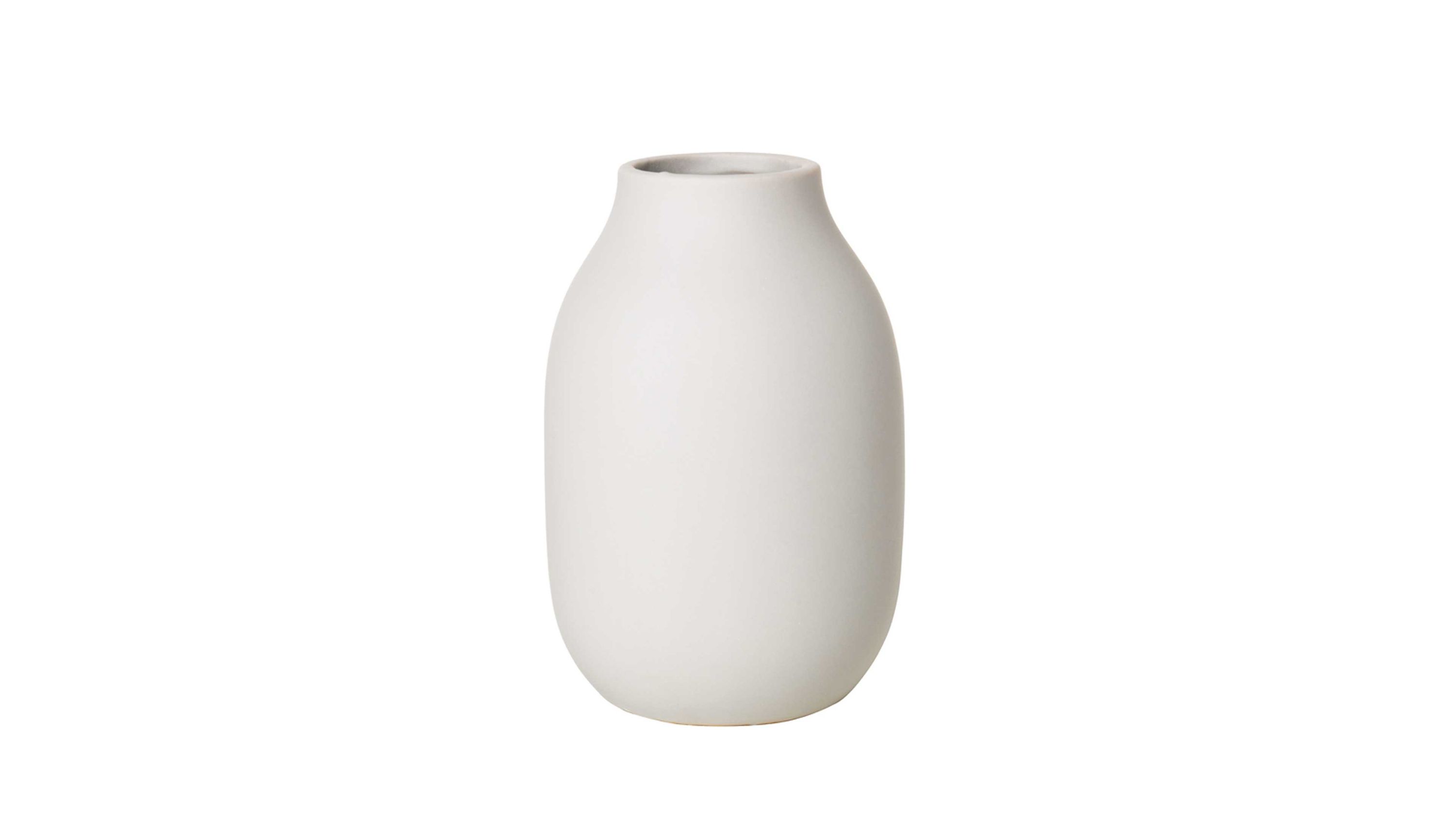 Cremeweiße bauchige Vase mit schmalem Hals Cremeweiße Vase mit rundem bauchigem Körper und schmalem Hals