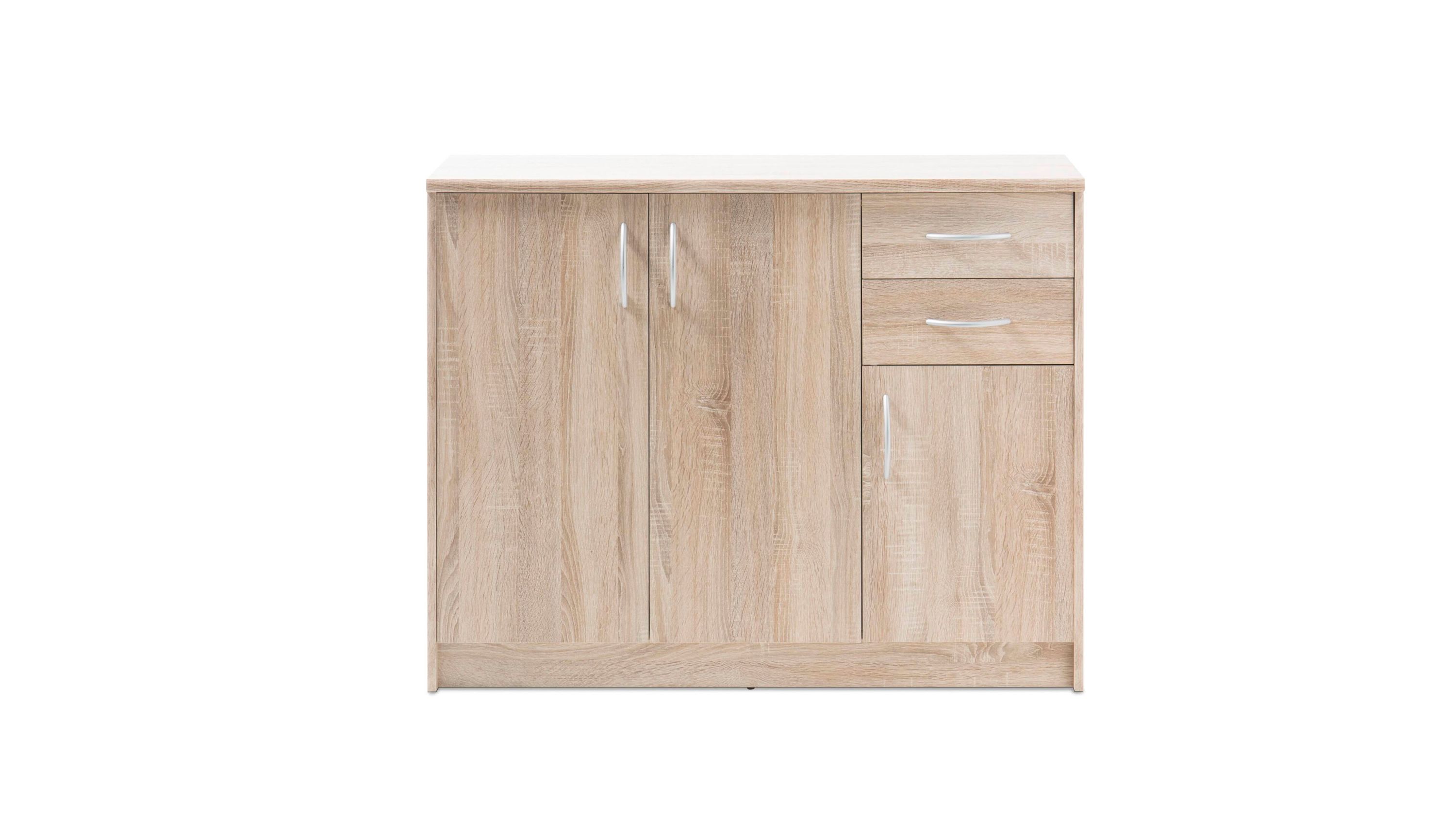 Kombikommode - Schrank Sonoma eichefarbene Kunststoffoberflächen  drei Türen, zwei Schubladen
