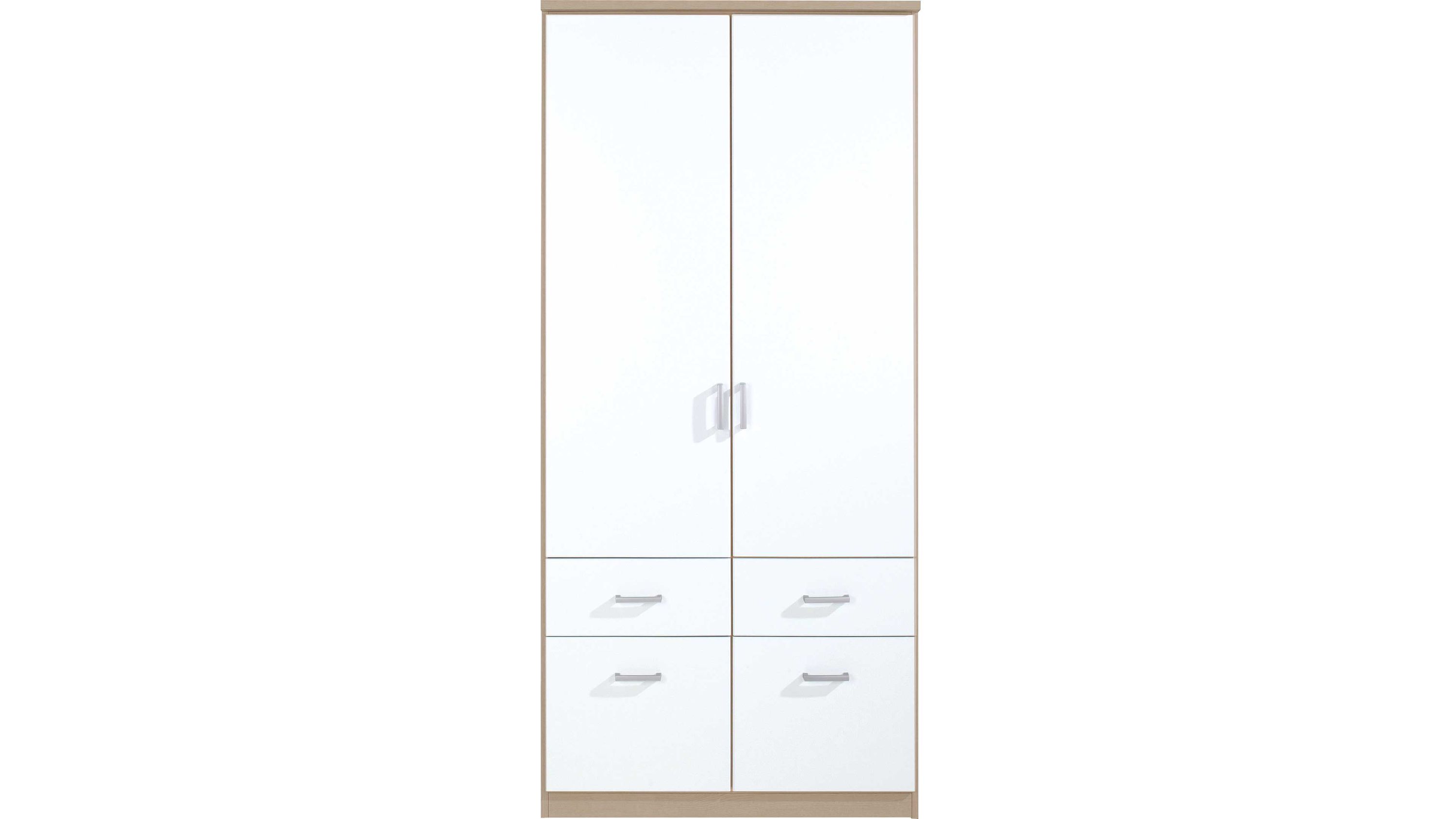 rauch BLUE Kleiderschrank Bremen für ordentliche Schlafzimmer Sonoma Eiche & Alpinweiß - Breite ca. 91cm, zwei Türen & vier Schubladen