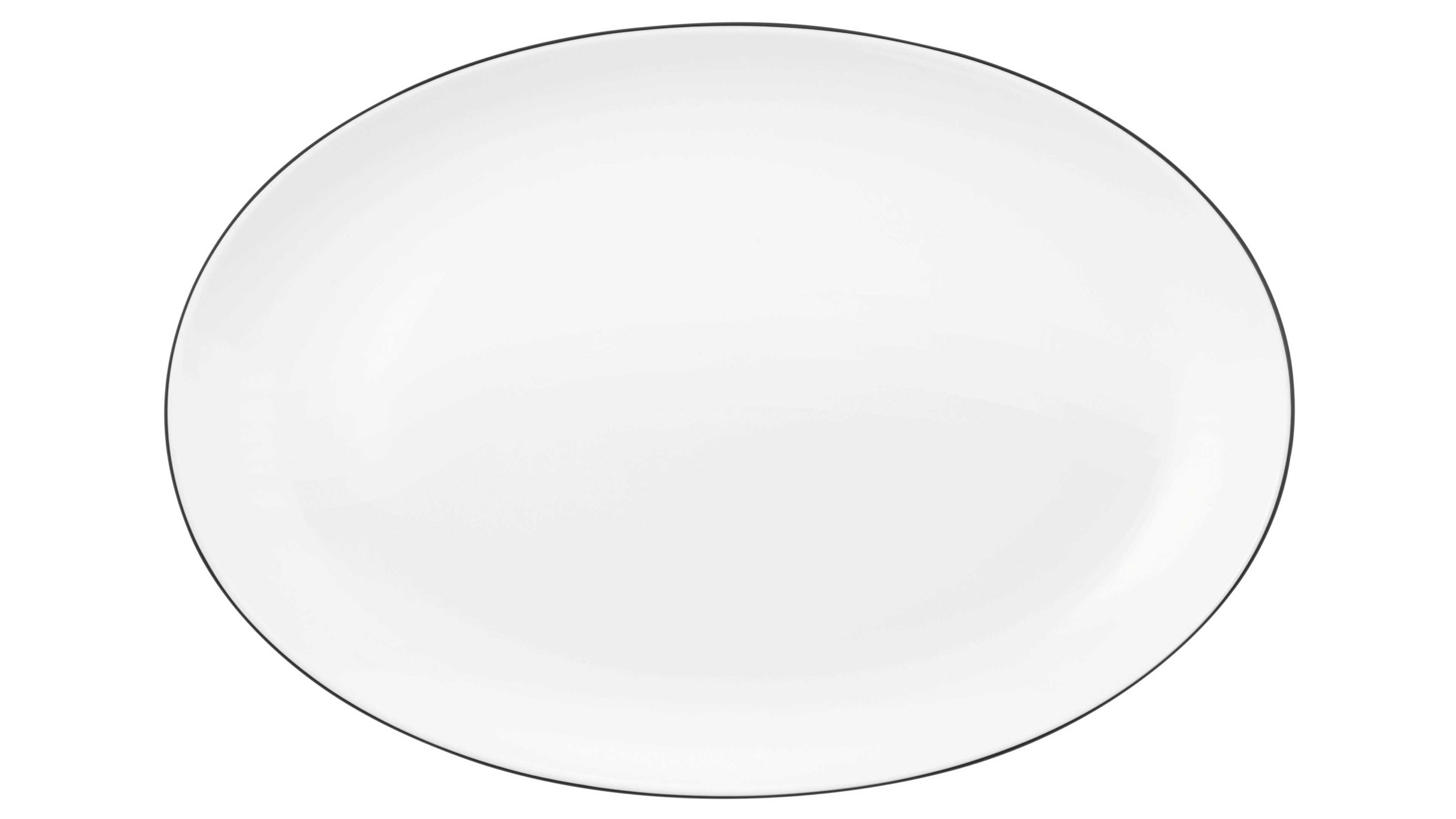 Ovale weiße Servierplatte mit glatter Oberfläche