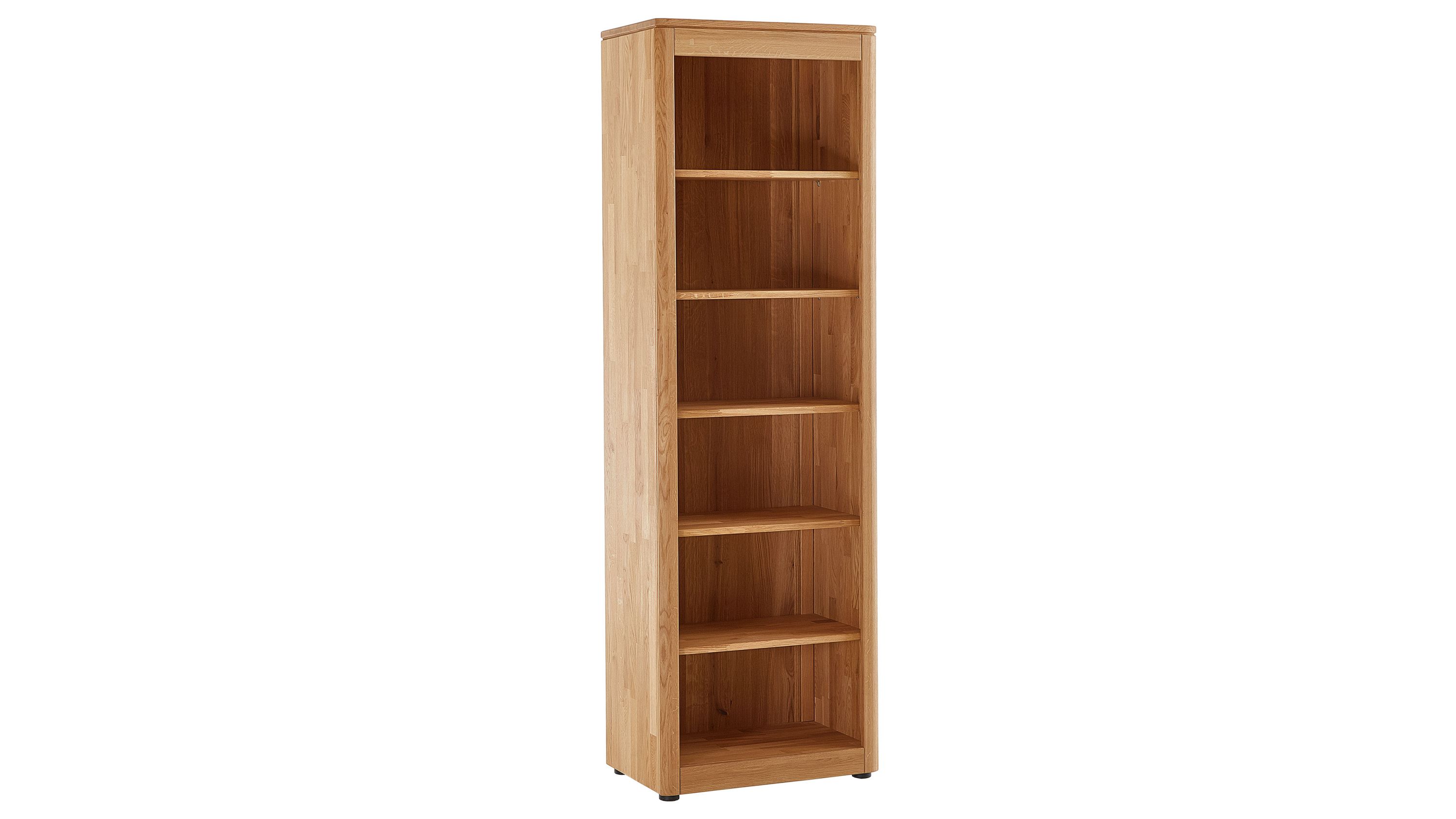 Regal mit fünf Holzböden in geölter Eiche Hohes Regal mit fünf offenen Holzböden in geölter Eiche