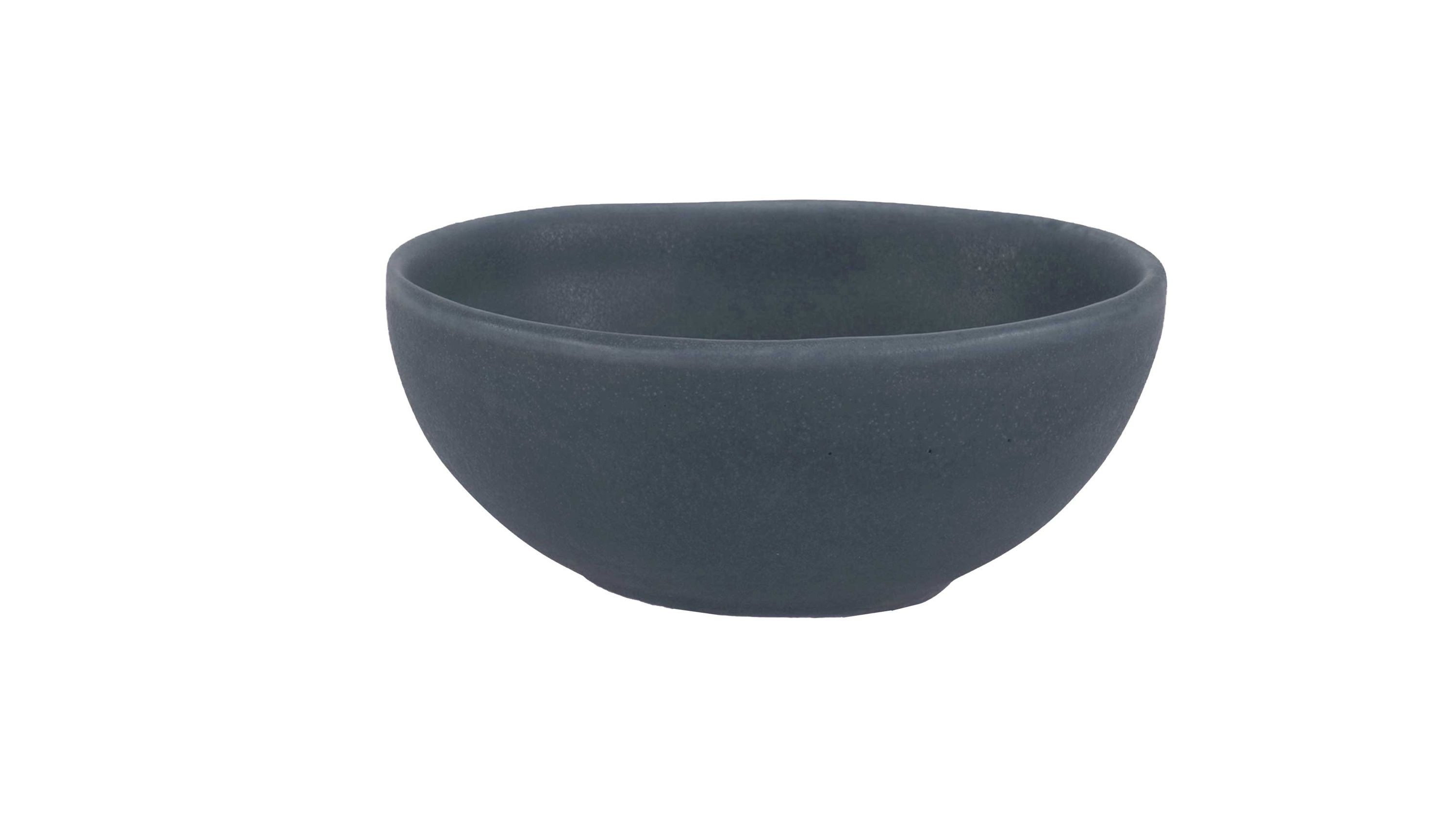 Runde schwarze Dipschale aus Steinzeug mit glatter Oberfläche