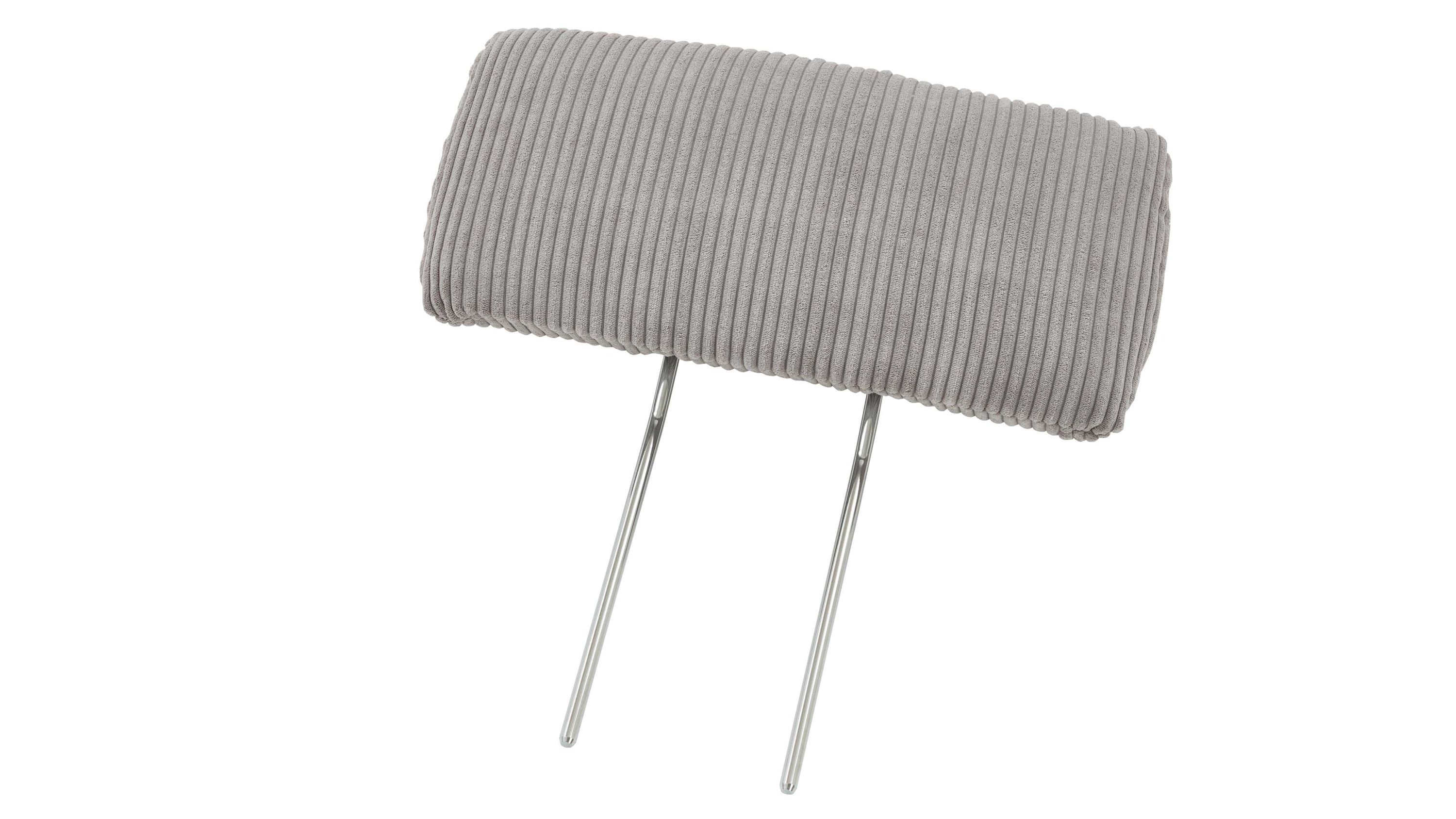 Kopfstütze mit grauem Cordbezug Rechteckige Kopfstütze mit grauem Cordbezug und zwei Metallstangen