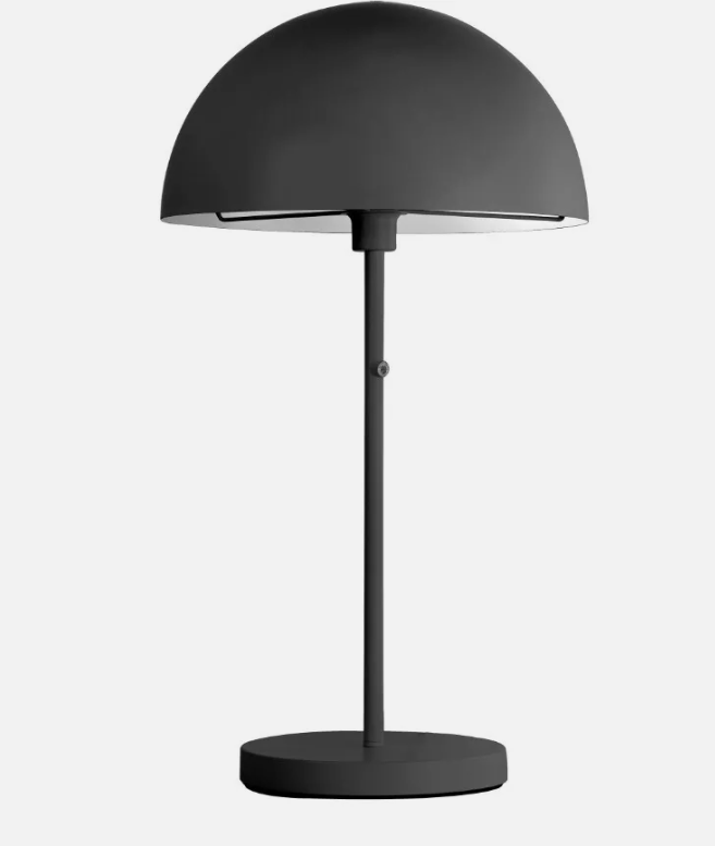 Nino Leuchten Stehleuchte Metall schwarz  modern  45×45×73?cm  matt  nicht dimmbar Schwarze Stehleuchte aus mattem Metall mit rundem Fuß und kuppelförmigem Schirm  frontal freigestellt fotografiert