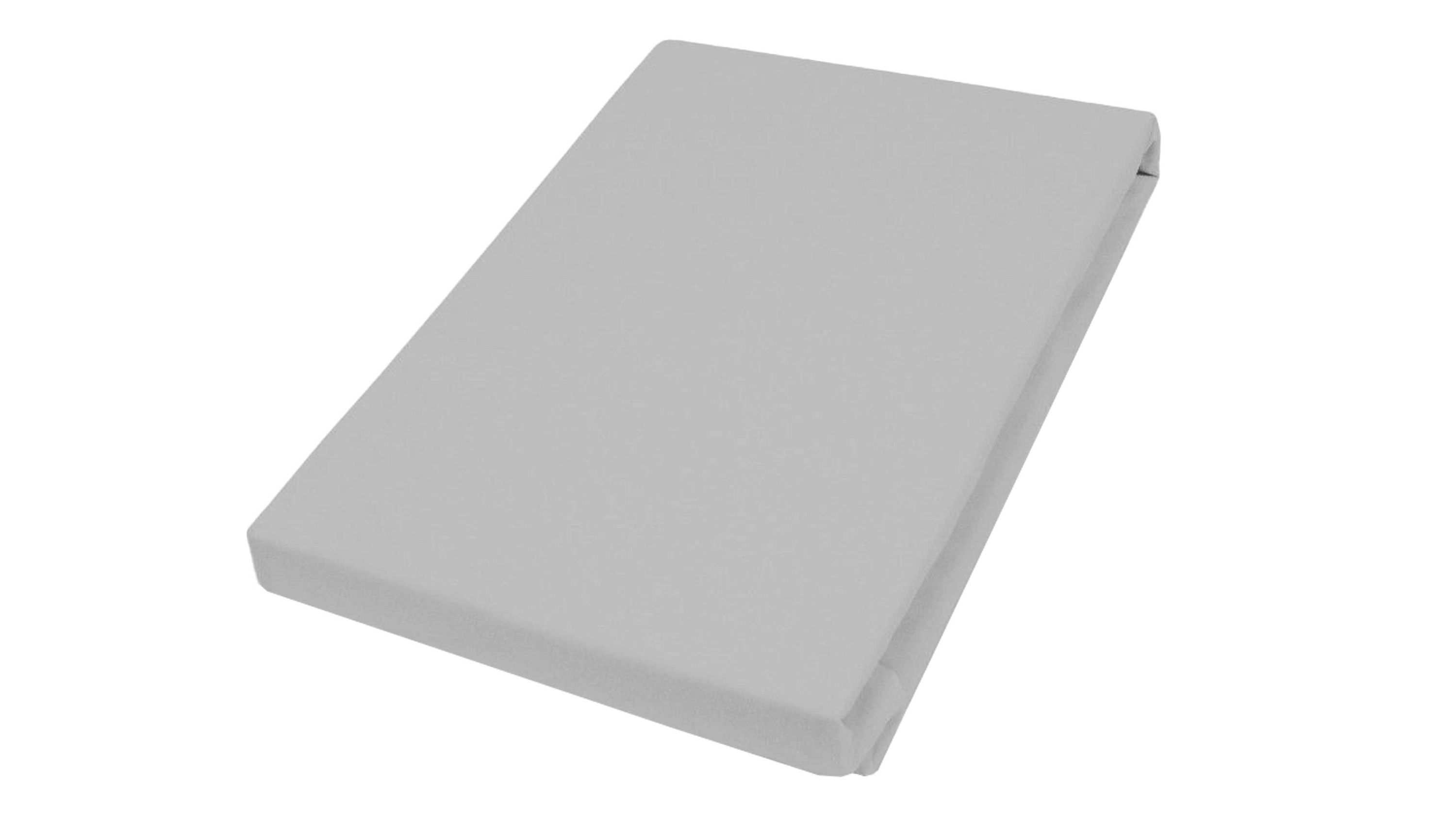 Hellgraues Spannbettlaken aus Jerseystoff Hellgraues Spannbettlaken aus Jerseystoff glatt gefaltet