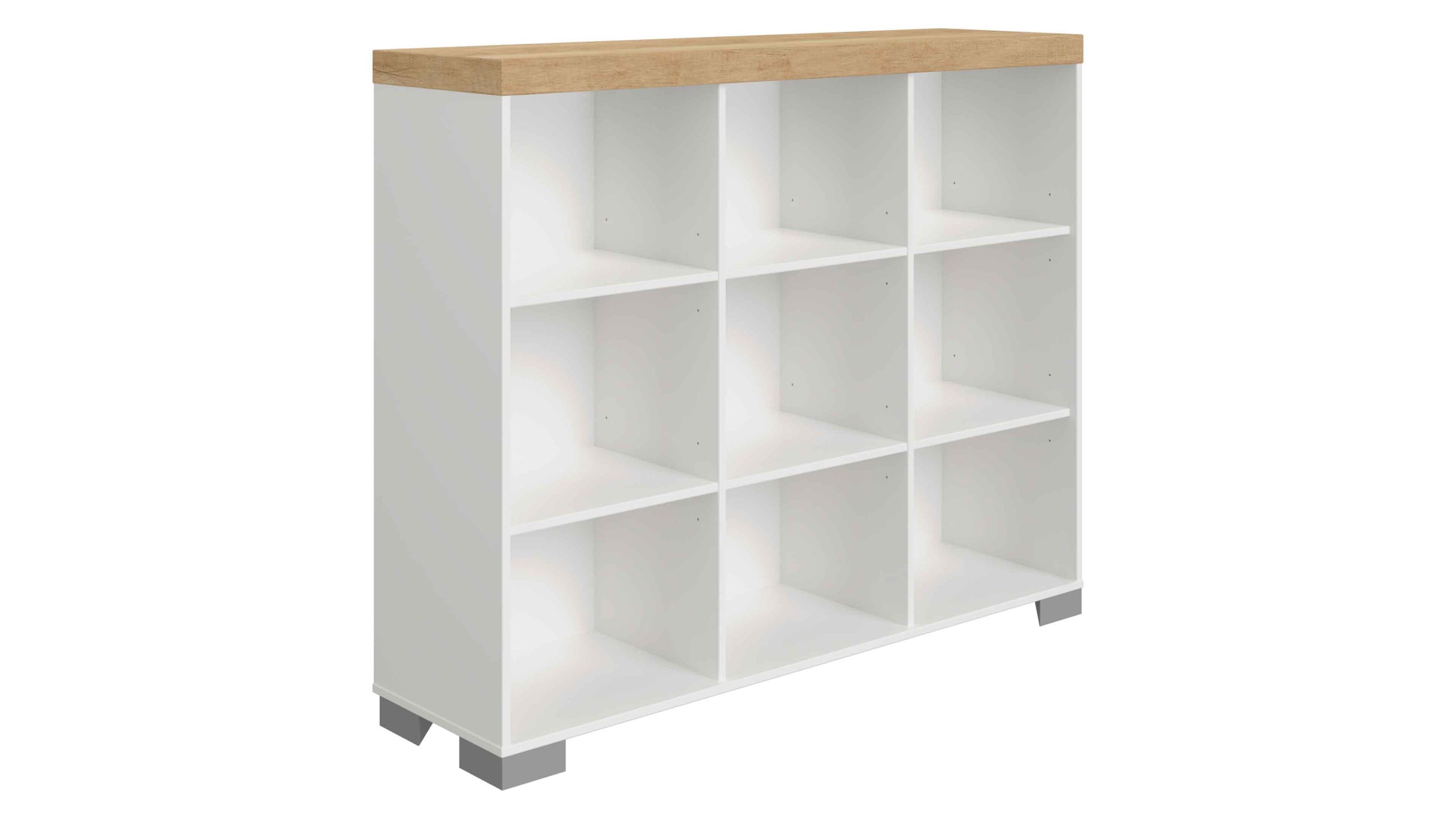 PAIDI Babyzimmer Kira  Regal Eiche Nebraska & Kreideweiß - neun Fächer, Höhe ca. 112 cm