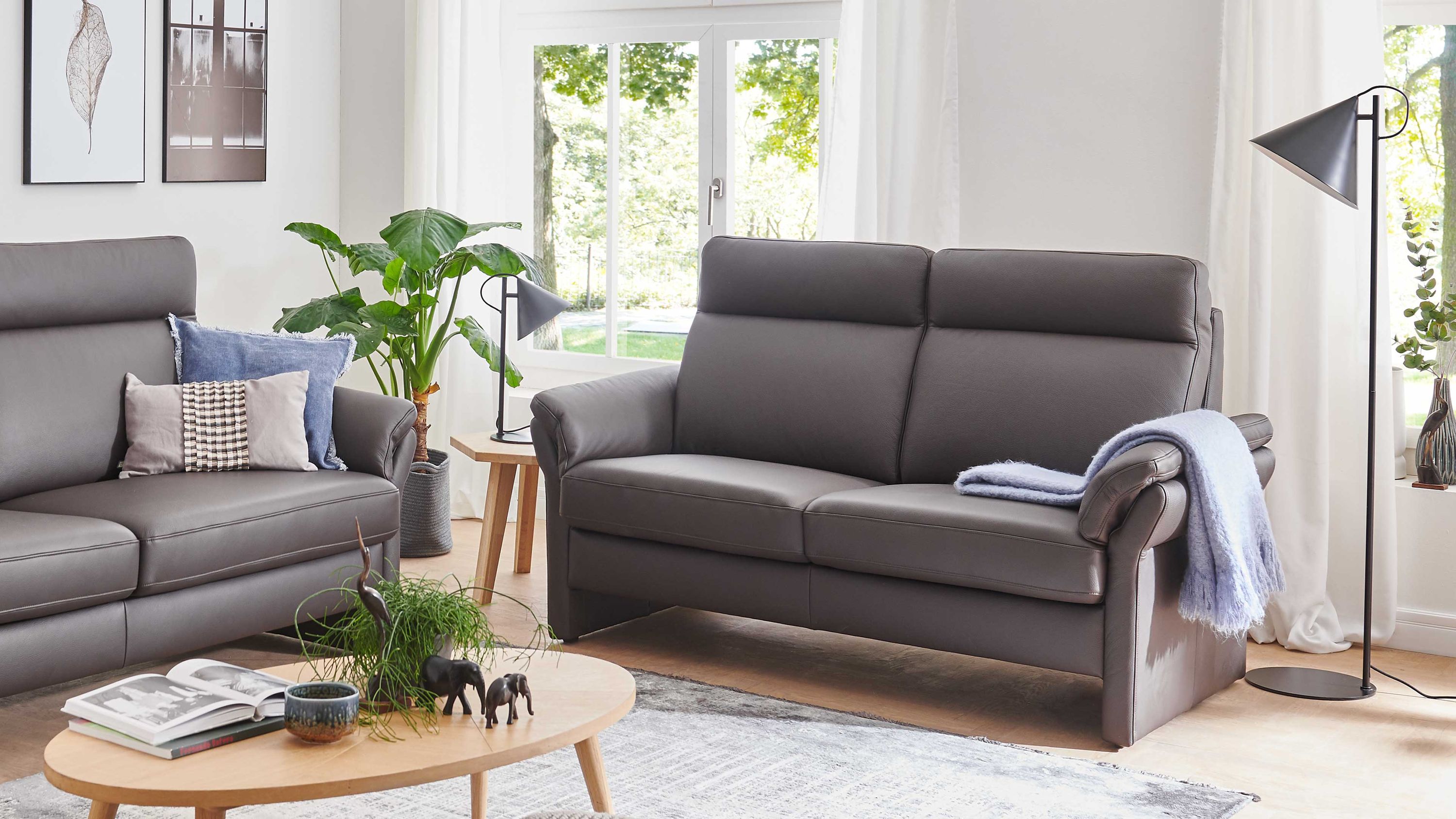 COMFORT SMART Primus 2.0 - 2,5-Sitzer moccafarbenes Leder Soft-Line  Länge ca. 178 cm