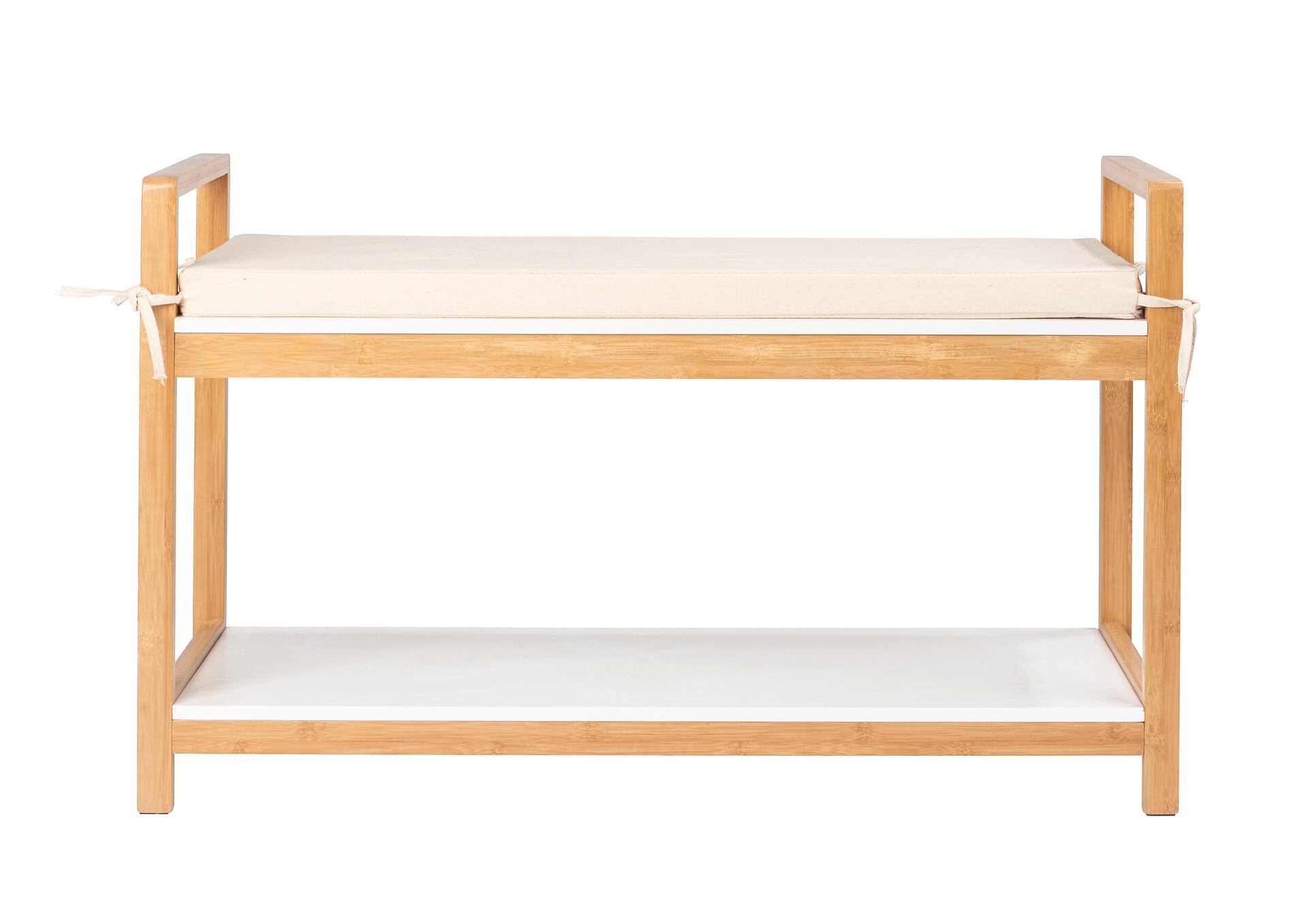 Wenko Schuhbank Finja Bambus Holz Weiß Beige 90 x 34 x 55 cm modern