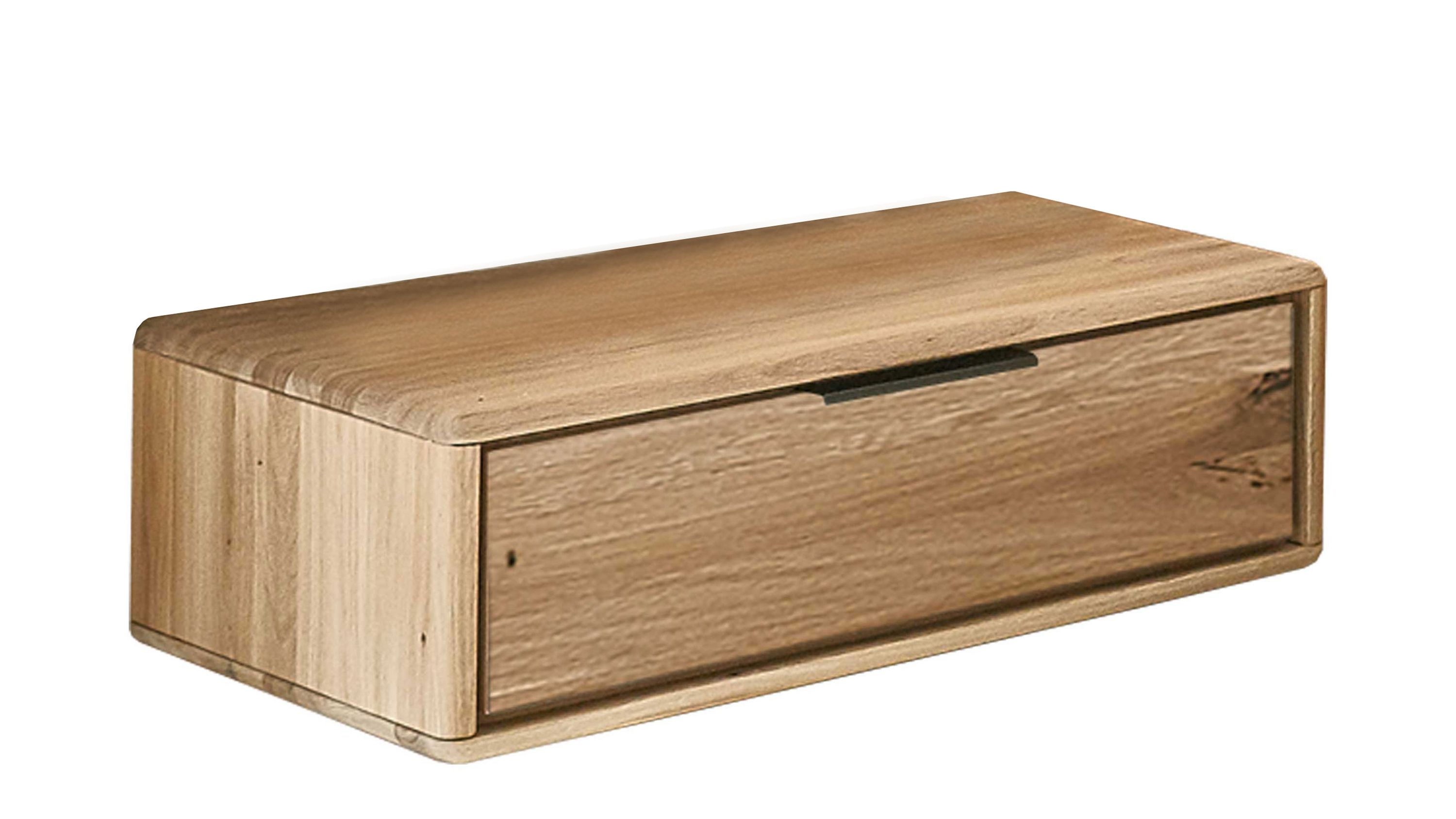 Rechteckige Nachtkonsole aus Holz mit einer Schublade und schwarzem Griff