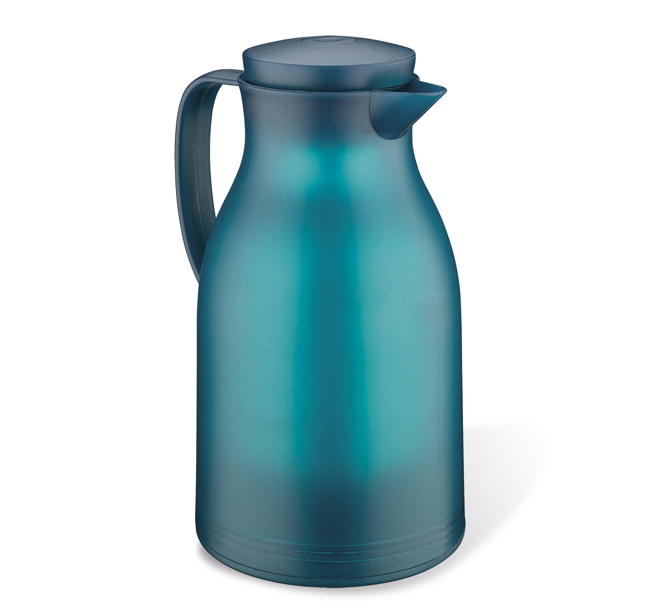 Isolierkanne mit rundem Körper Deckel und Henkel in blau