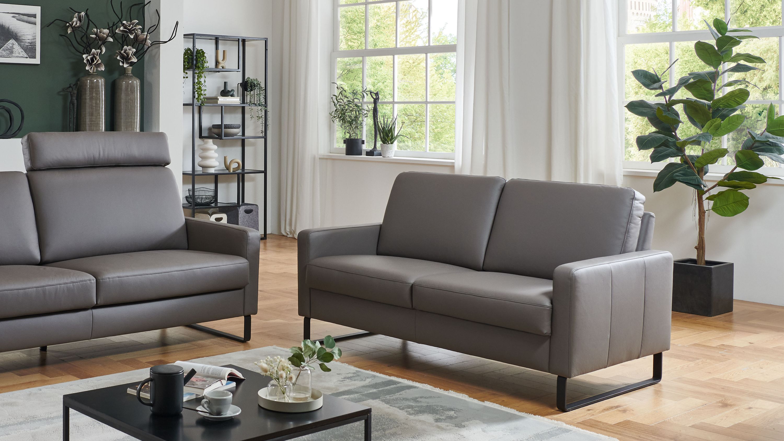 COMFORT SMART Anuk - Zweisitzer elefantfarbenes Leder Soft-Line  Länge ca. 142 cm