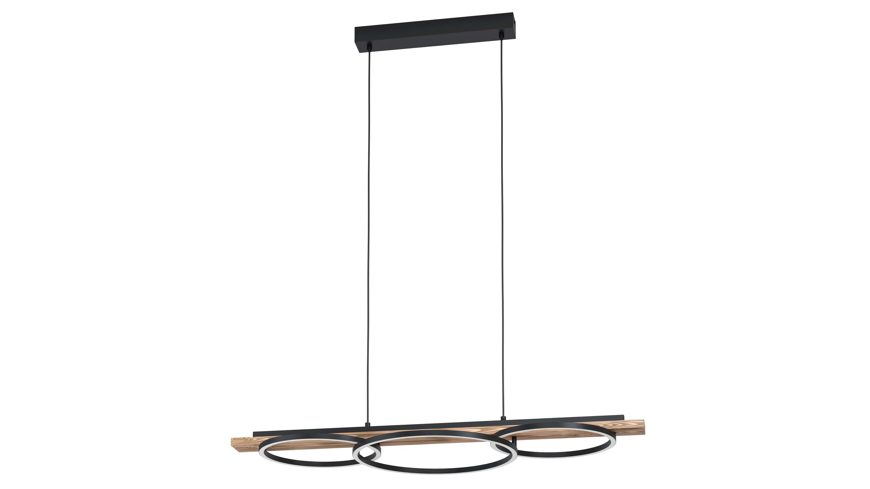 EGLO Leuchten Serie Boyal - Hängelampe schwarzer Stahl & Pinienholz - Länge ca. 101 cm