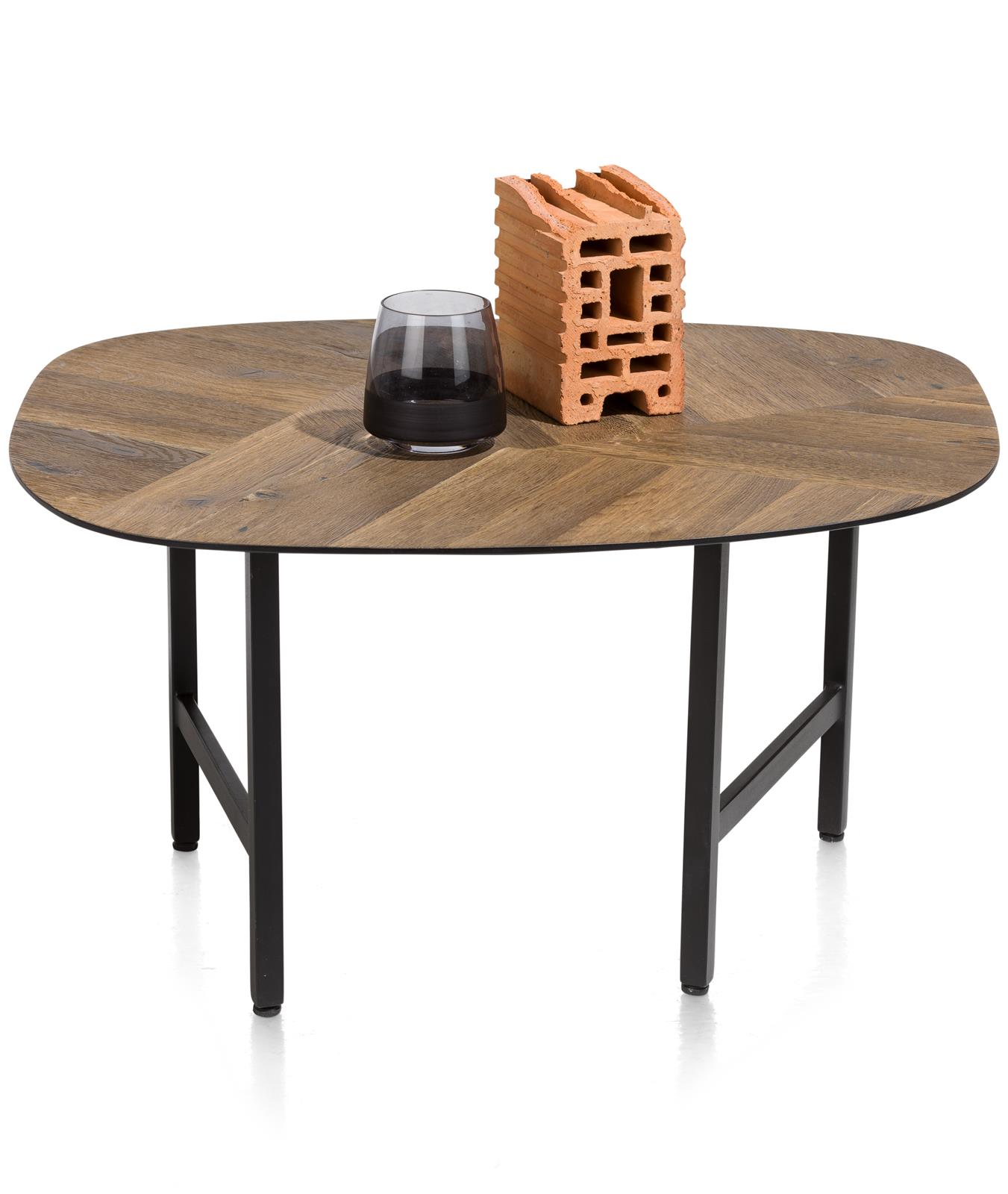 Couchtisch Fresno 60 x 70 cm XOOON Eichenholz natur braun Schwarz Wohnzimmertisch