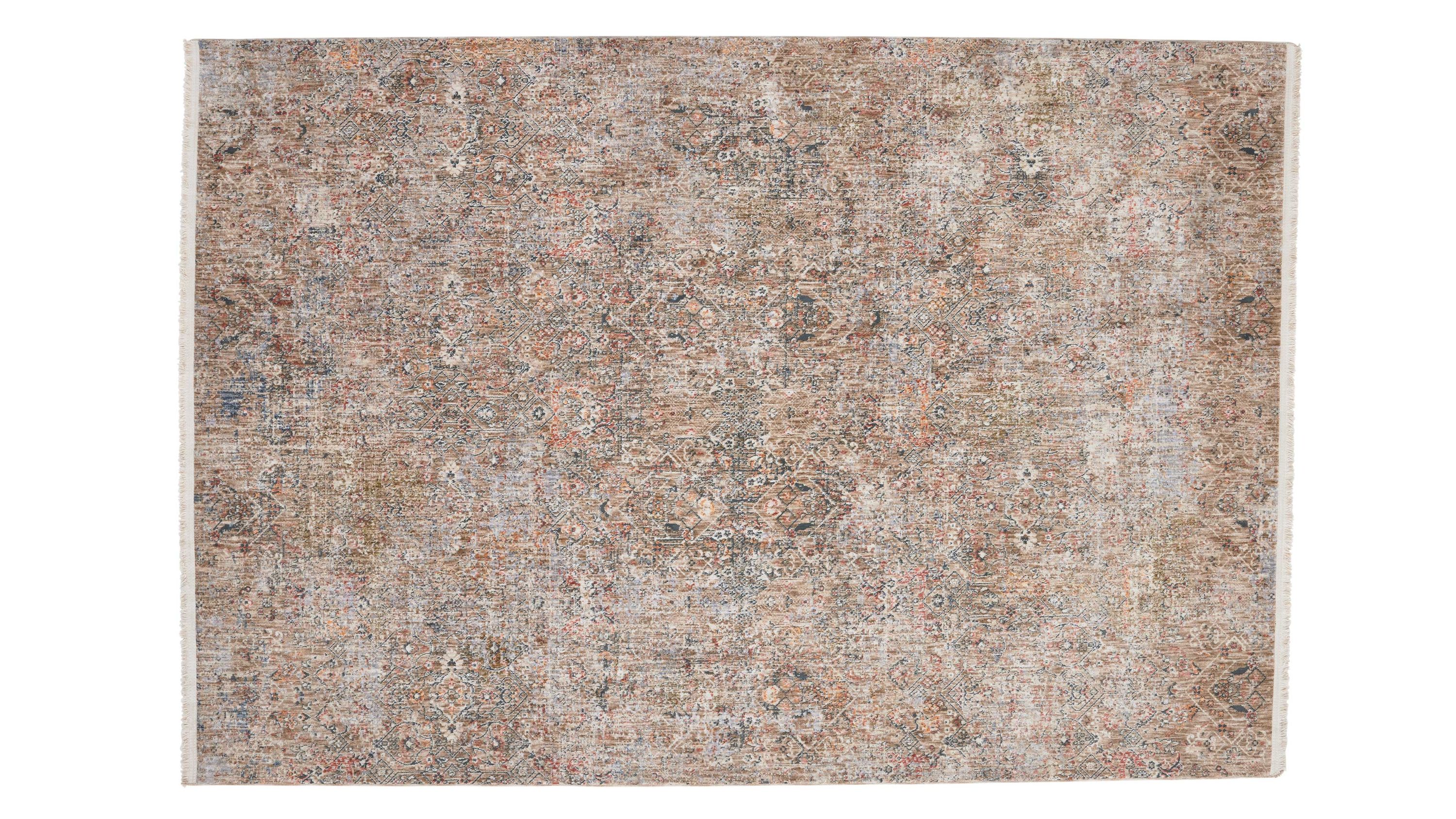 Rechteckiger Teppich mit gemustertem Vintage-Design in Beige und dezenten Farbtönen
