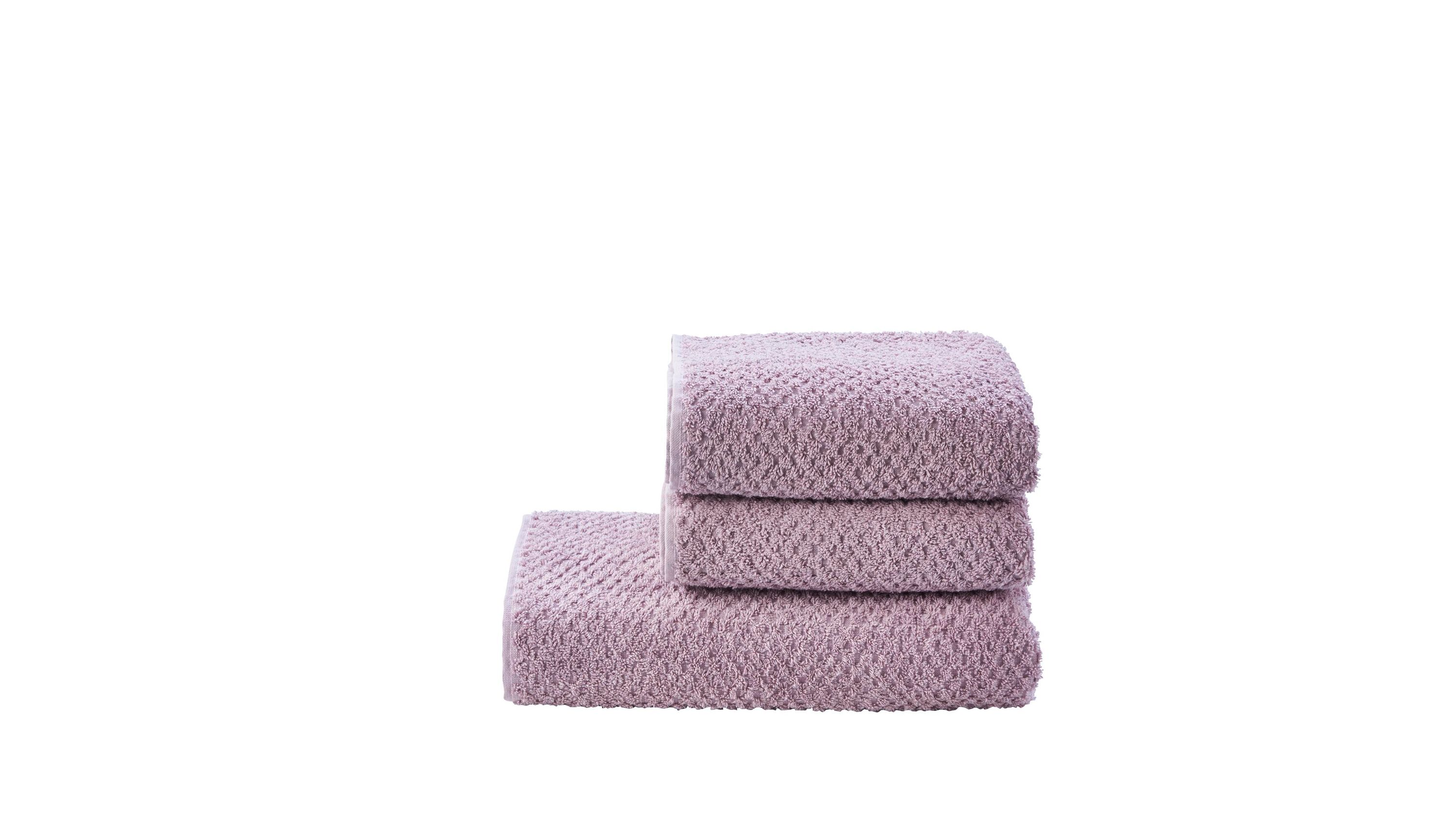 Dreiteiliges Handtuch-Set mit Wabenstruktur in altrosa Farbe