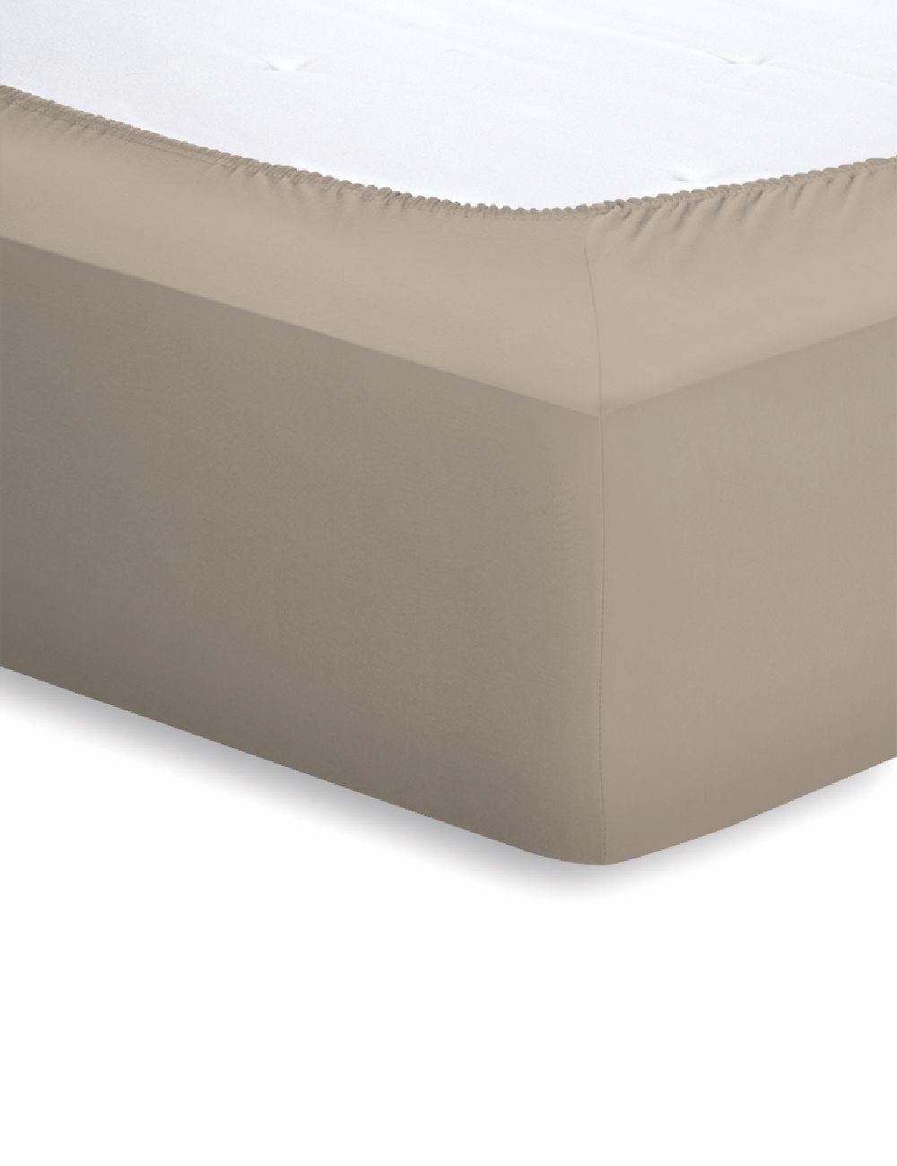 Spannbetttuch in Taupe  faltenfrei über Matratze gespannt