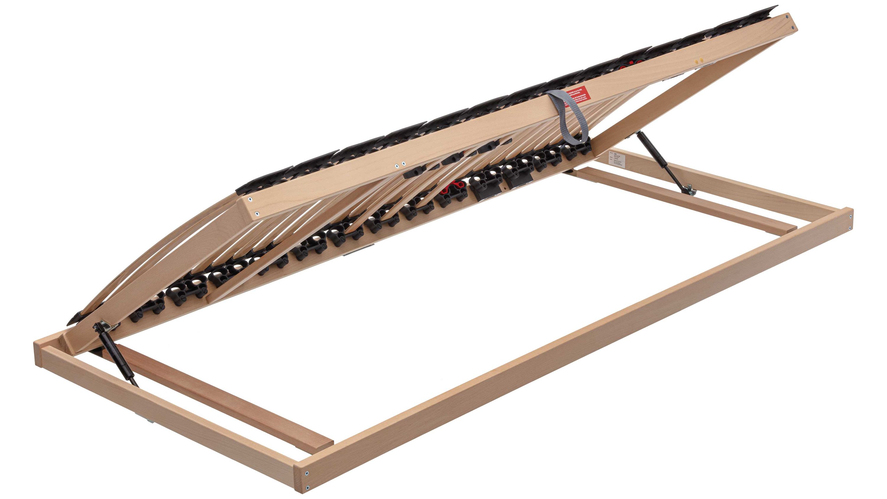 Lattenrost mit rechteckigem Rahmen und verstellbarem Lattenrost mit Hebehilfe in beige