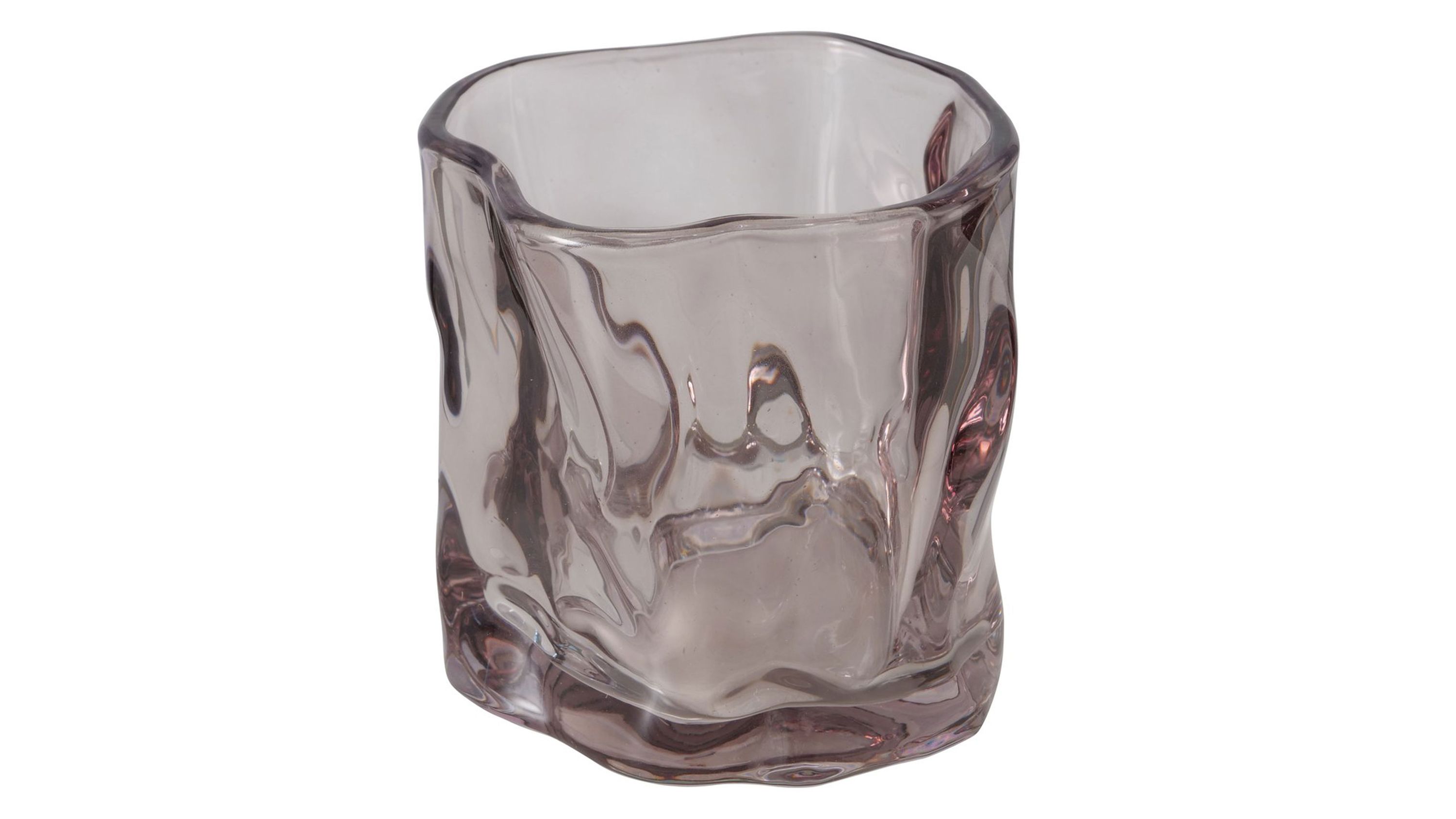 Braunes Teelichtglas mit unregelmäßiger gewellter Form