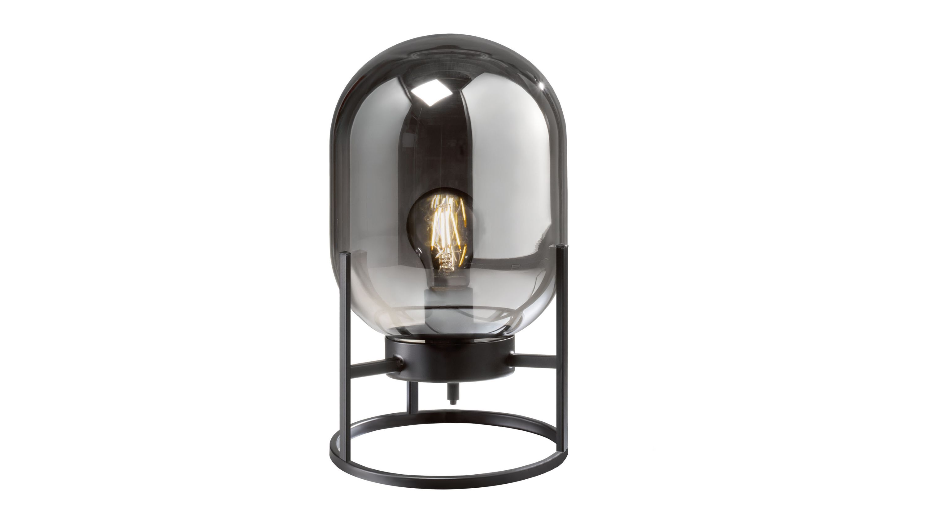 FH Tischleuchte Regi Rauchglas & schwarzes Metall - Höhe ca. 34 cm