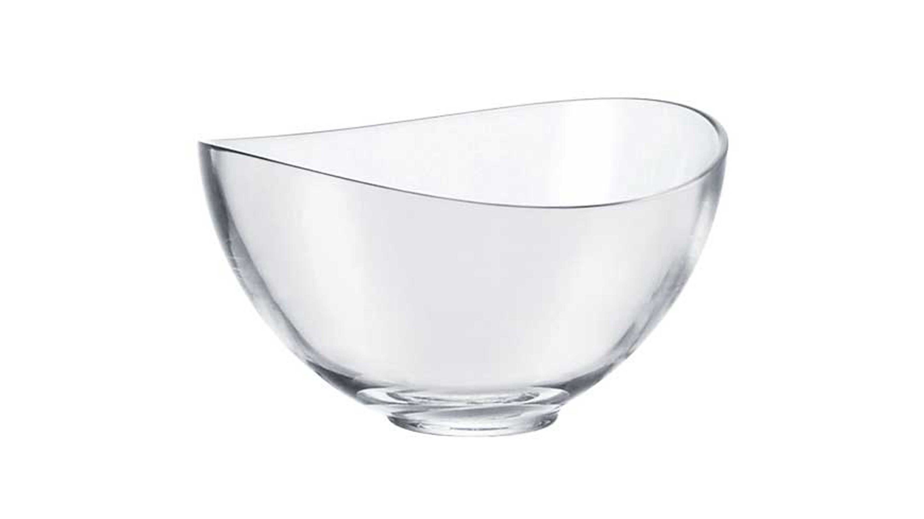 Glas-Müslischale mit asymmetrischer Form Klare Glas-Müslischale mit asymmetrischer abgerundeter Form