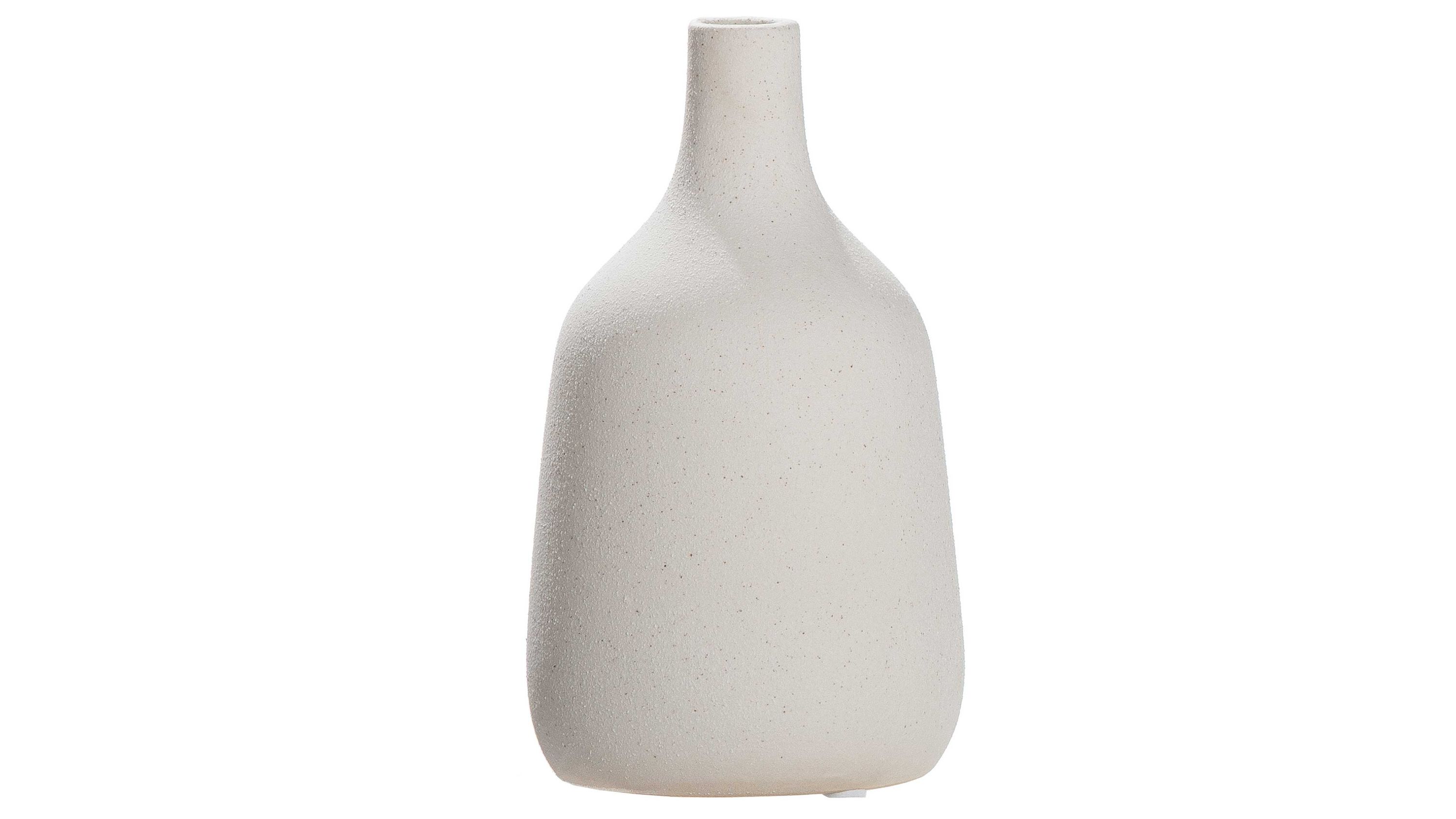 Hellgraue Vase mit schmalem Hals und bauchigem Körper aus Keramik