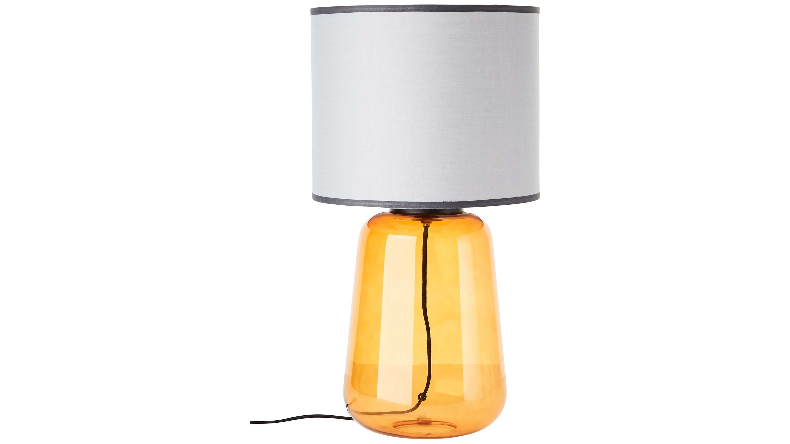 Brilliant Lampen-Serie Hydra - Tischleuchte gelbes Glas & grauer Stoff - Höhe ca. 57 cm