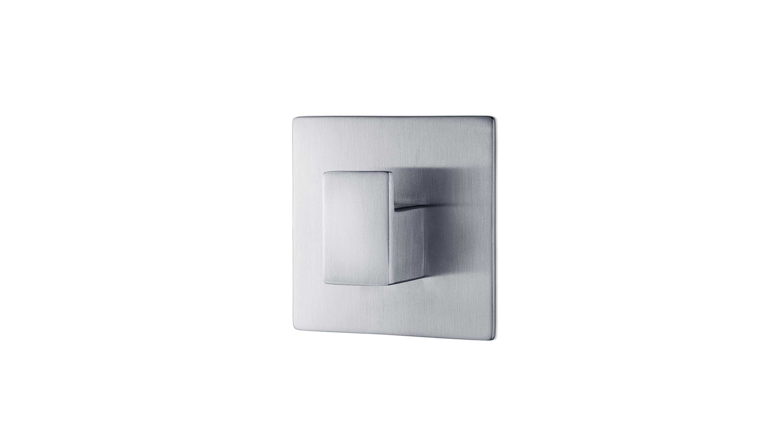 Quadratischer Wandhaken mit einem einzelnen Haken in matter silberner Farbe
