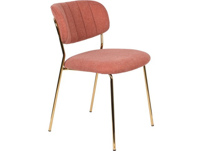 Feliz Lifestyle Esszimmerstuhl Jolien 79 x 56,5 x 49cm pink gold gepolstert Glam