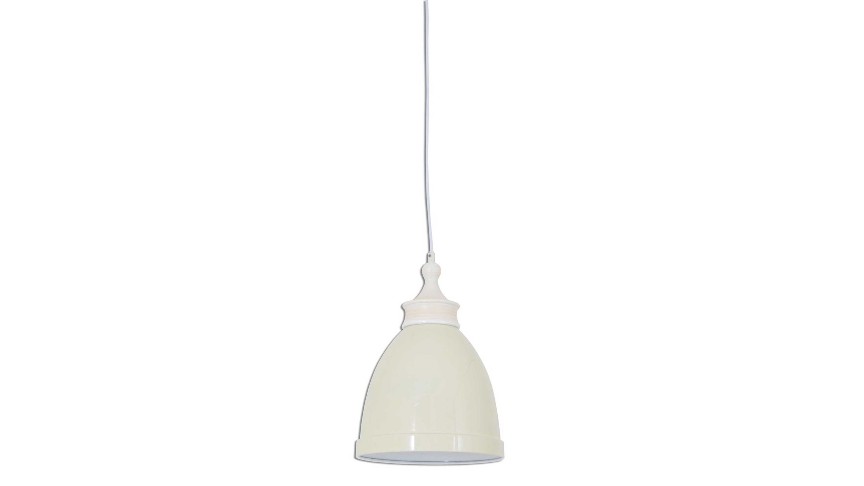Hängelampe mit glockenförmigem Schirm in beige und weißem Kabel