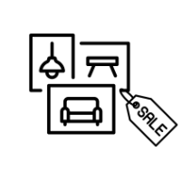 Icon mit Prozentzeichen als Symbol für Möbel- und Küchensale-Angebote.