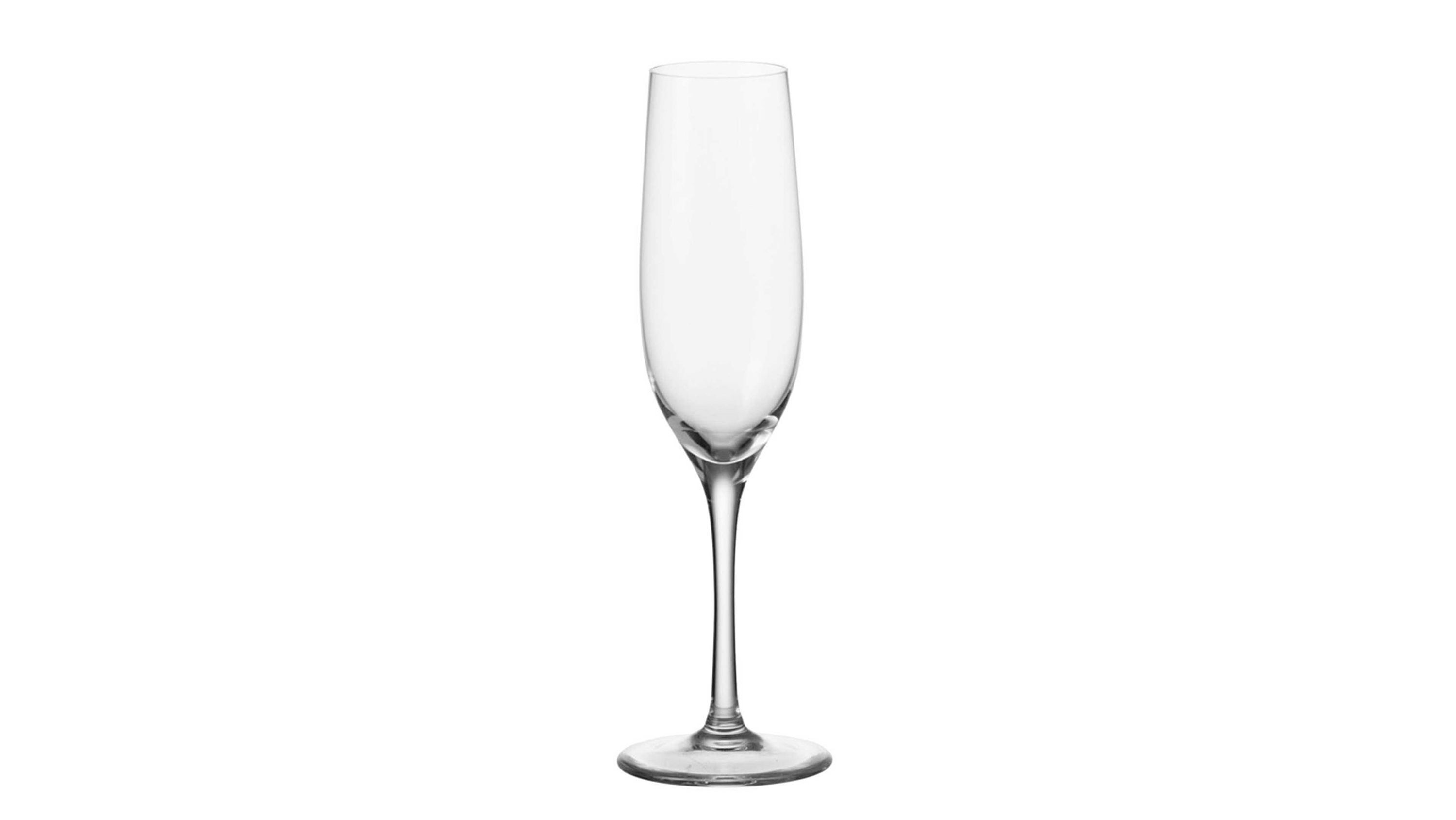 Schlankes klares Glas mit langem Stiel und schmaler hoher Kelchform