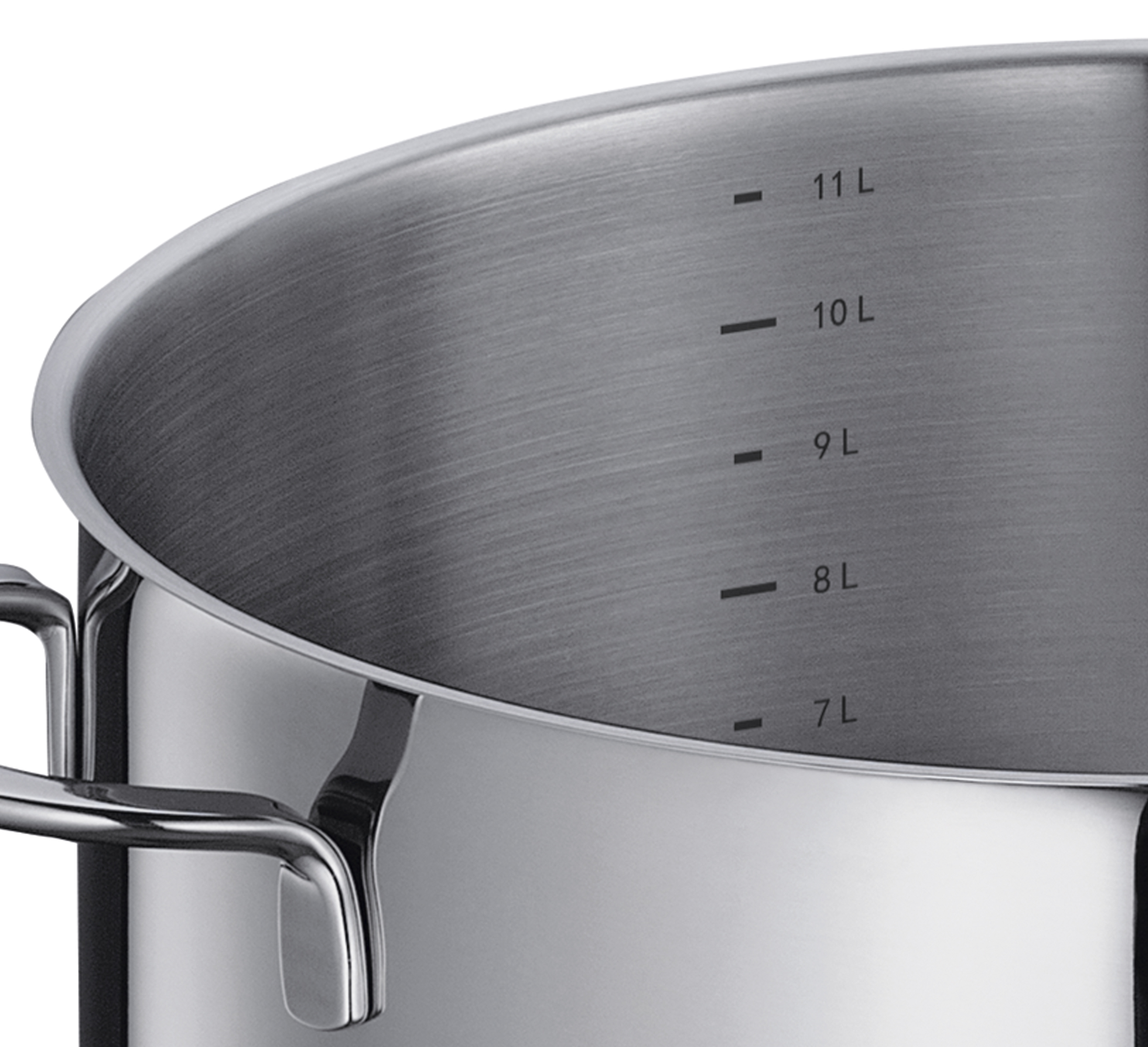 Großer runder Suppentopf mit zwei Griffen und Innenmaßskala bis 11 Liter