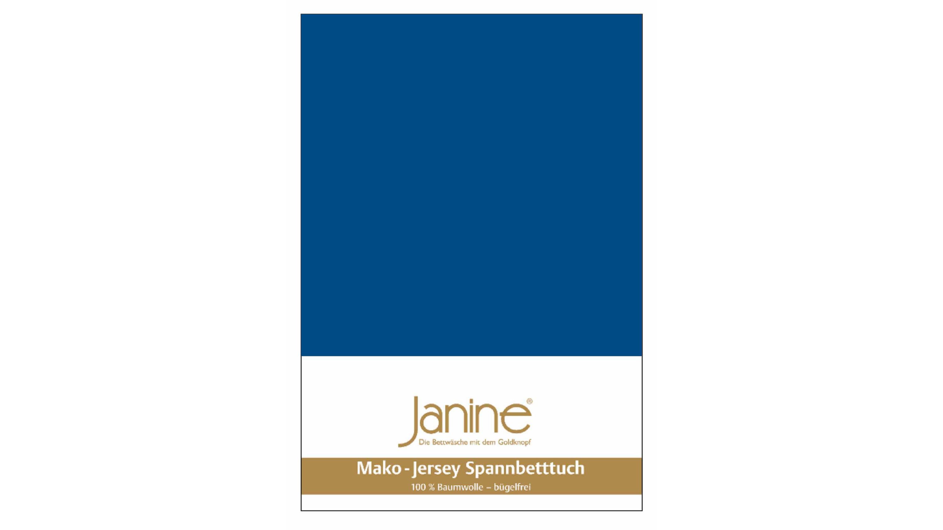 Spannbettlaken in einfarbigem Blau mit weißer und goldfarbener Verpackung