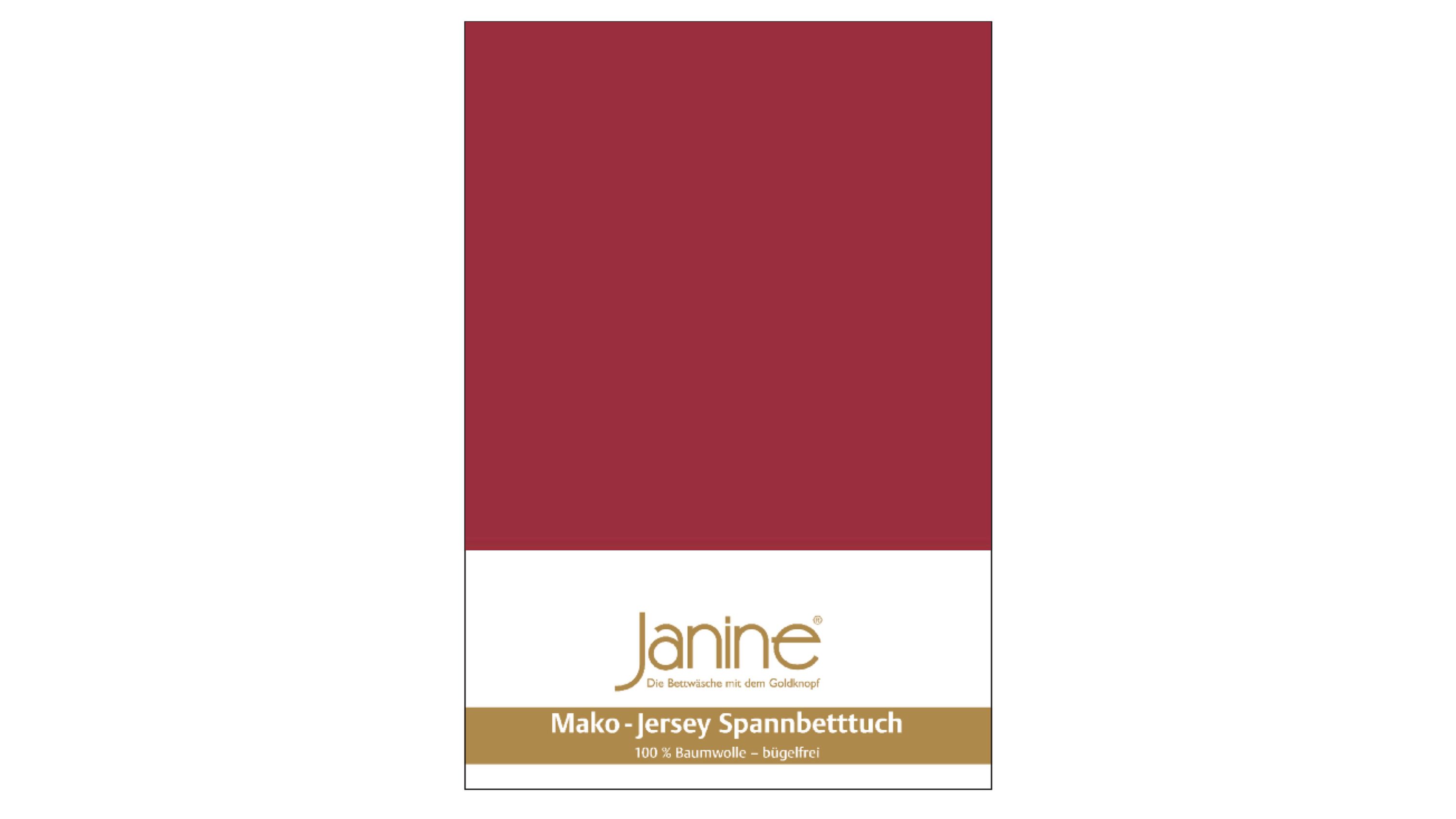 Rotes Spannbettlaken in rechteckiger Form mit Verpackung und Markenaufdruck