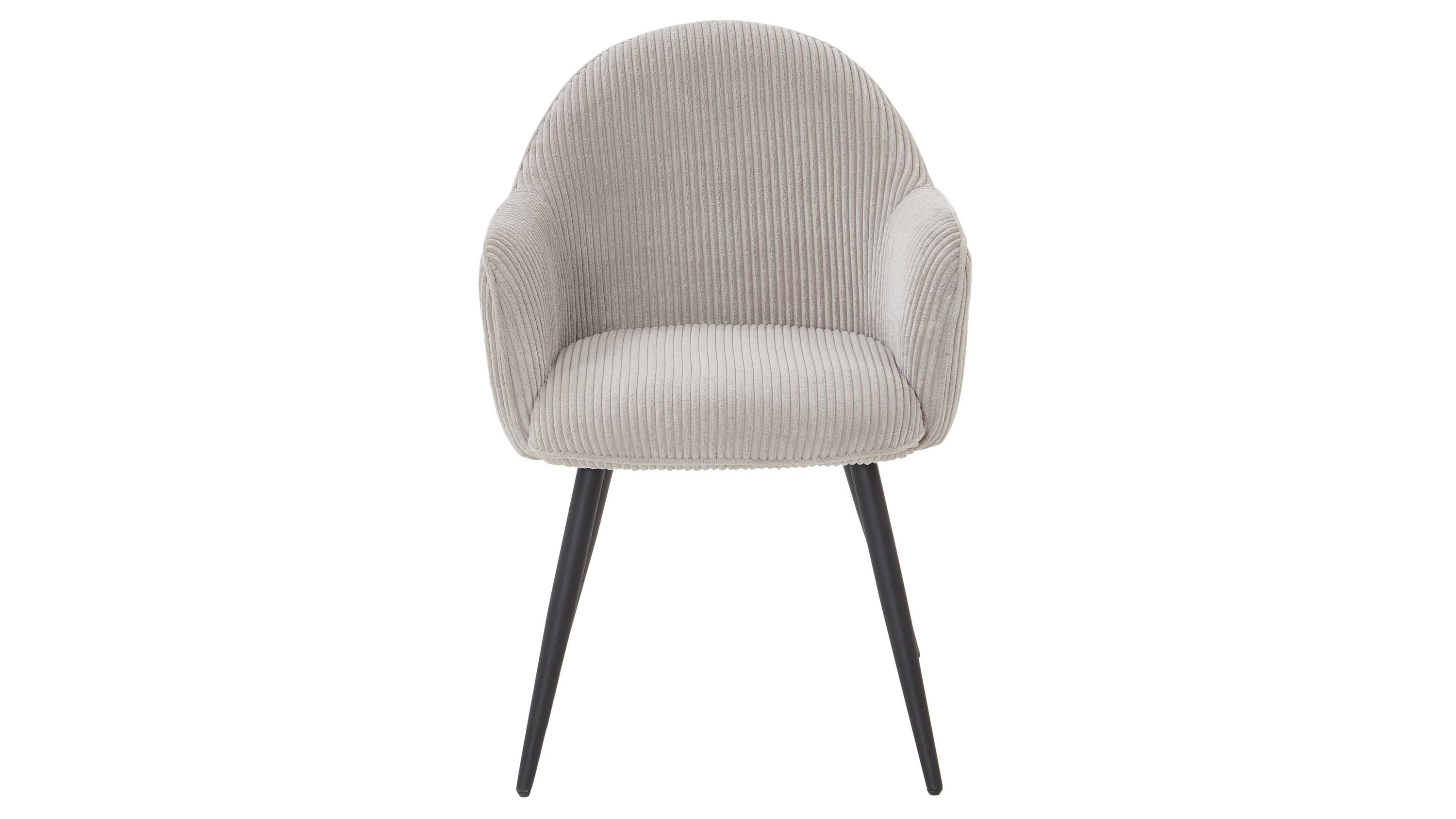 WOODS & TRENDS Armlehn-Polsterstuhl Arielle holzkohlefarbener Breitcord & schwarzes Metall