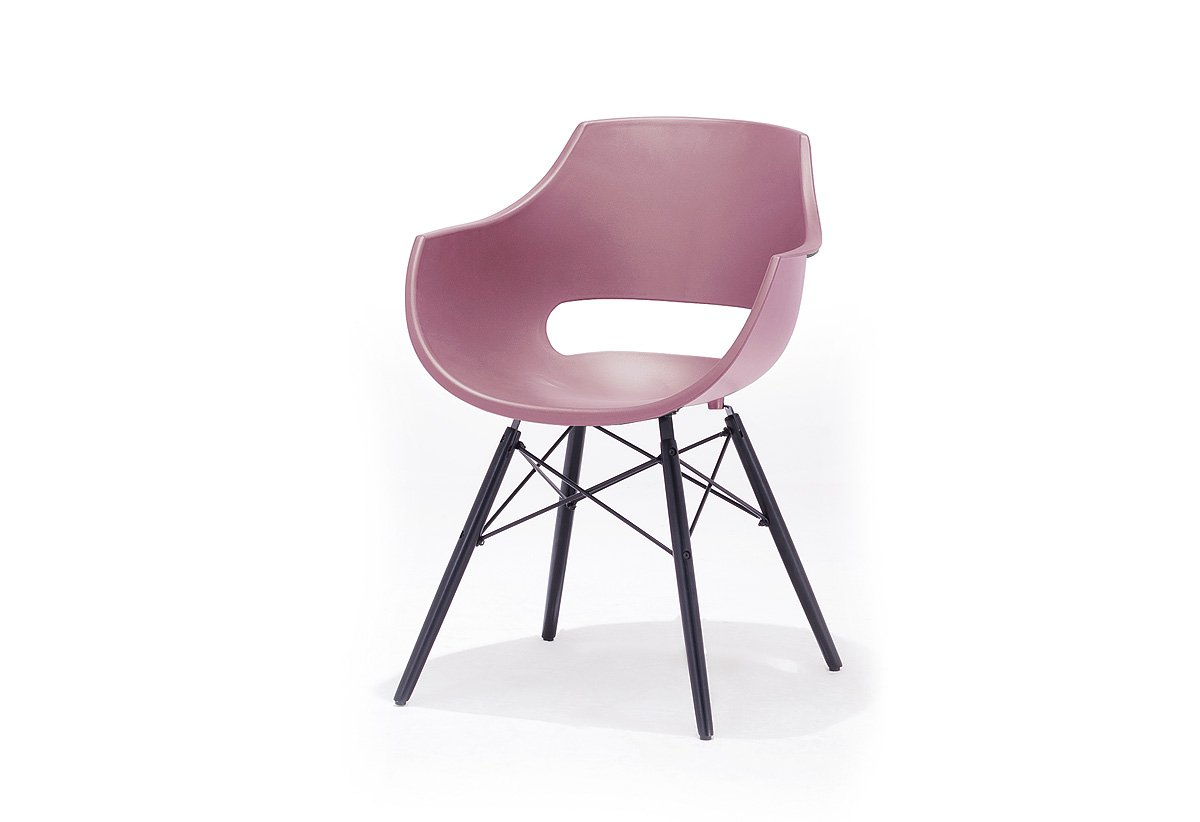 Schalenstuhl Mockvill rosa schwarz lackierte Buche