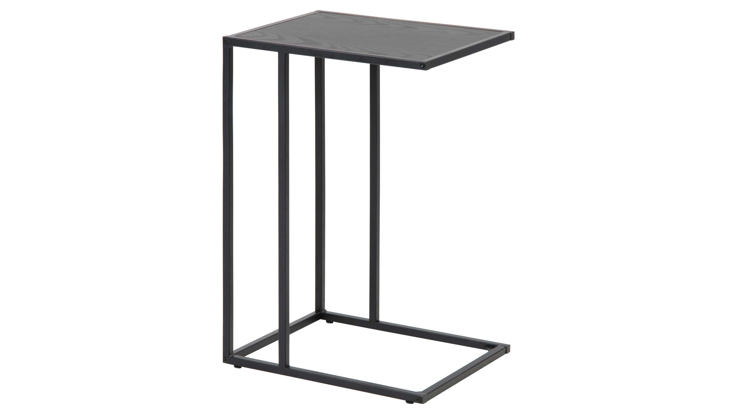 Laptop-Tisch mit schwarzer Platte und Metallgestell Schwarzer Laptop-Tisch mit rechteckiger Platte und offenem Metallgestell
