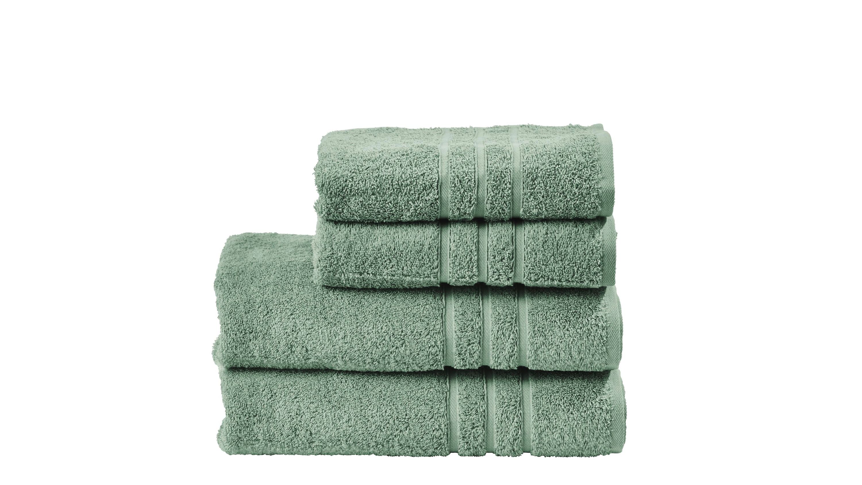 Vierteiliges Handtuch-Set in grün mit Streifenmuster