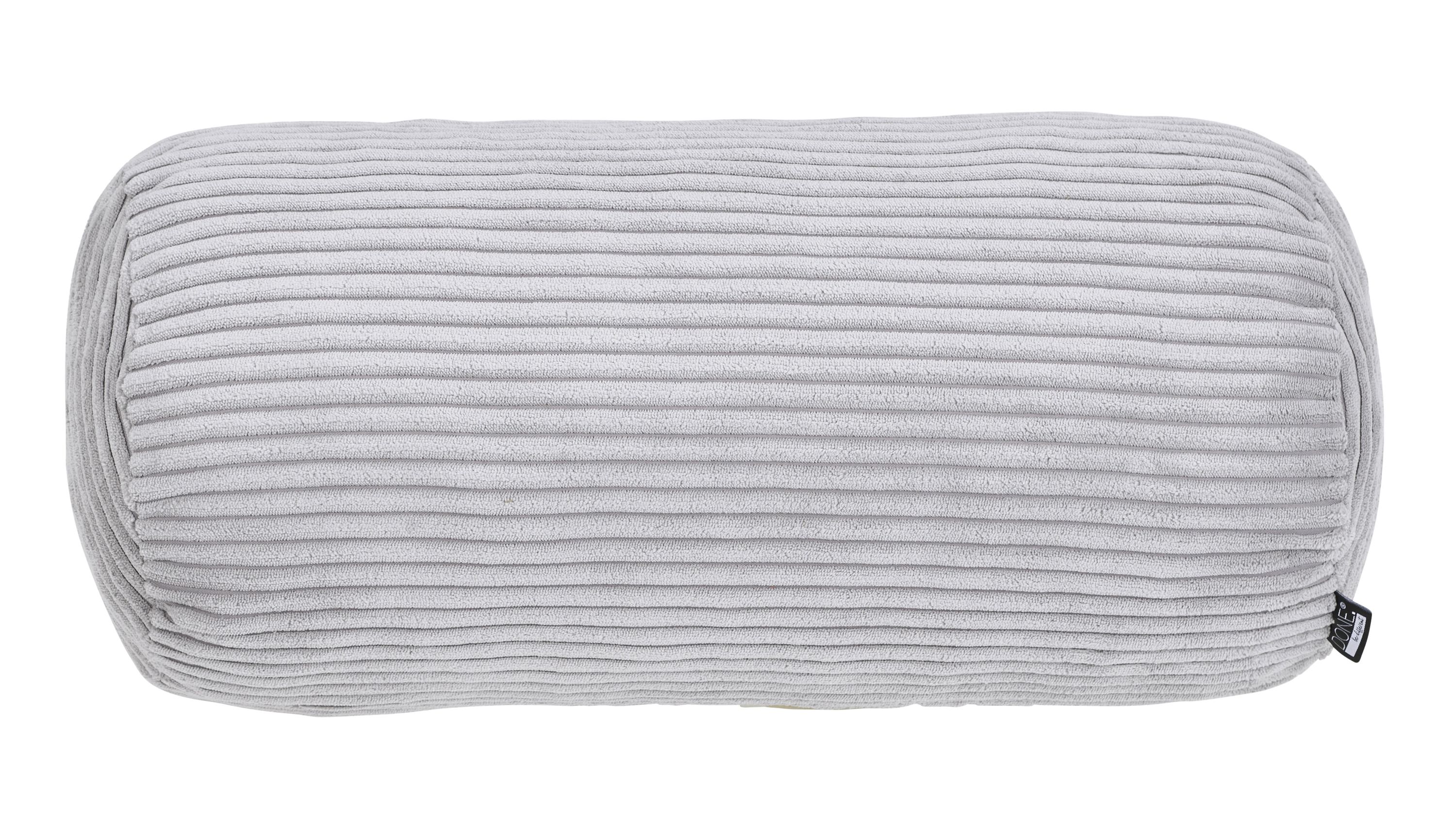 Zylindrische Nackenrolle mit silberfarbenem Cordbezug