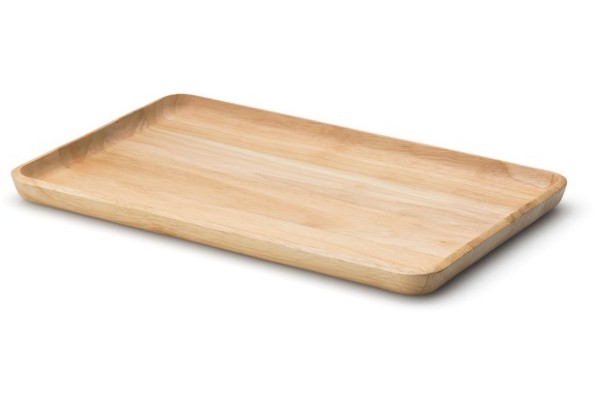 Rechteckiges Tablett aus geöltem Holz  mit umlaufendem Rand