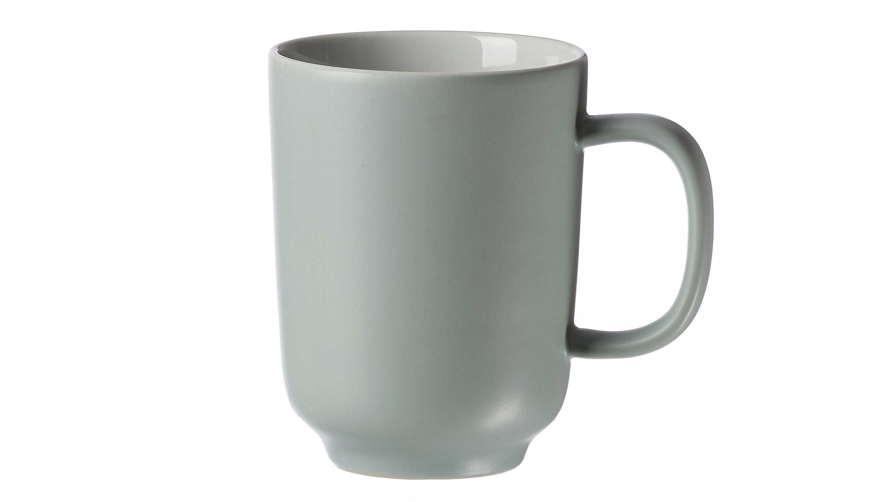 Mintfarbener Kaffeebecher mit rundem Henkel und leicht verjüngtem Boden