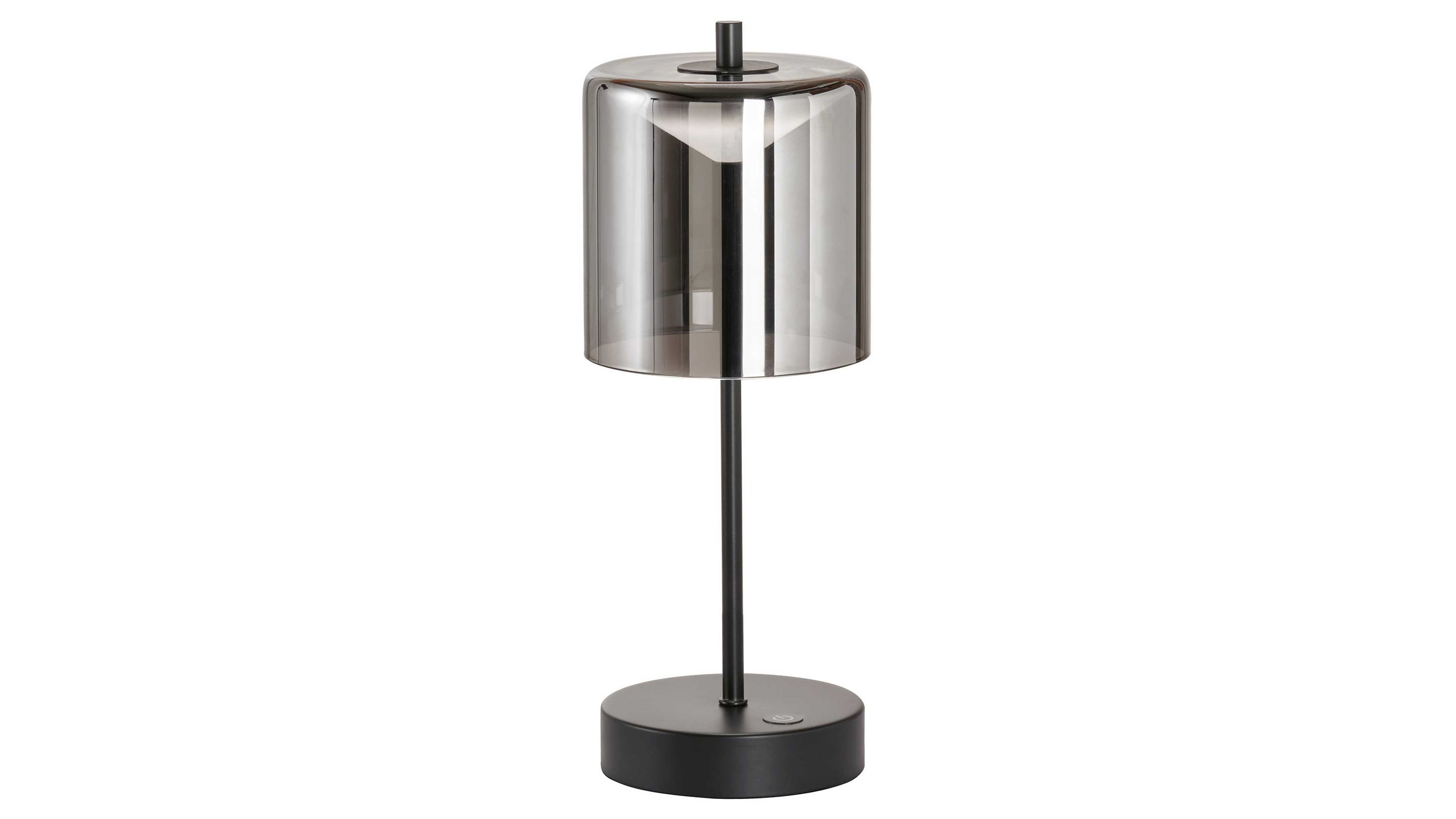 FH LIGHTING Akku Leuchten Serie Riva Rauchglas & sandschwarzes Metall - Höhe ca. 35 cm