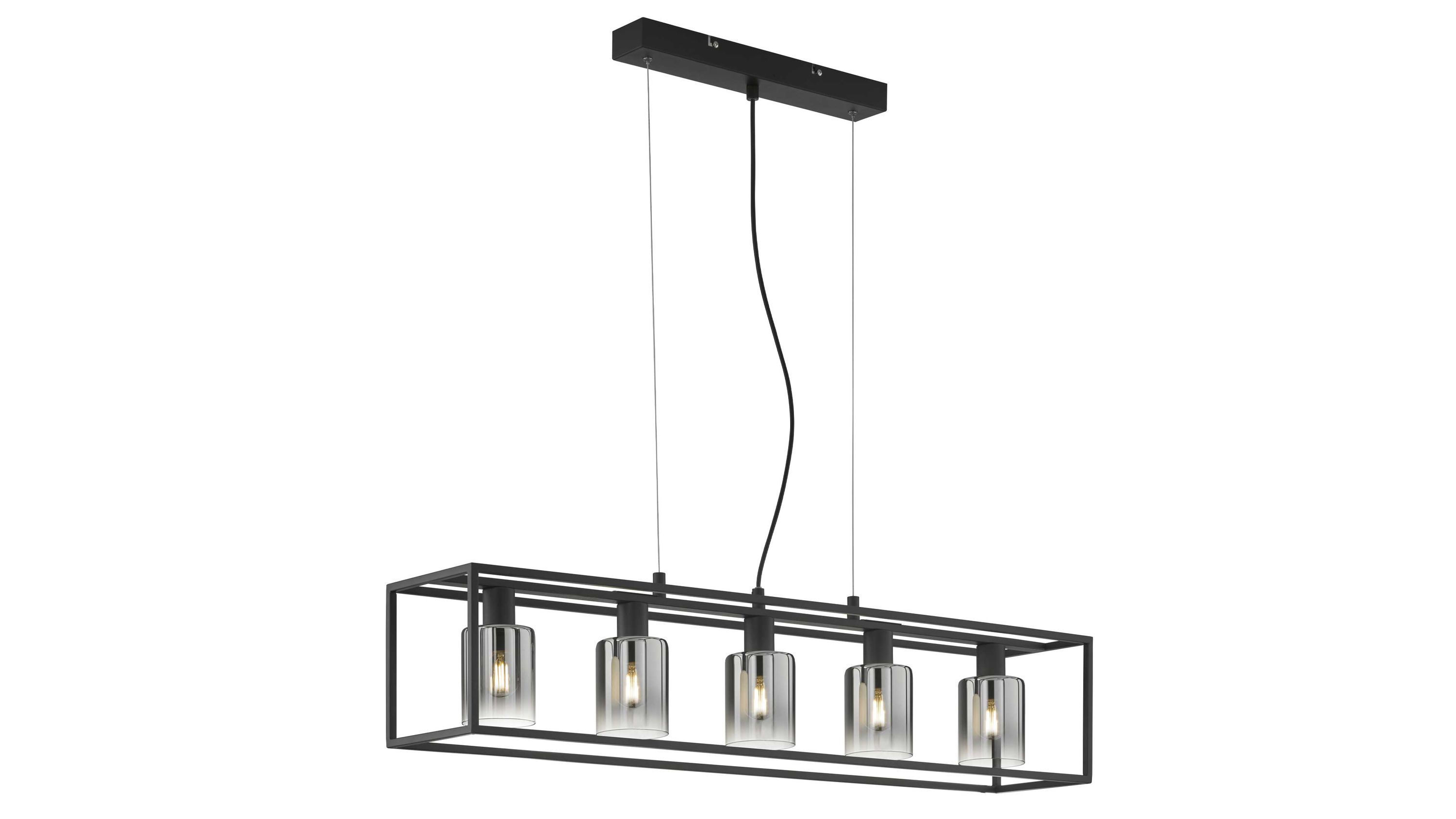 FH Hängeleuchte Iska Rauchglas & schwarzes Metall - Länge ca. 95 cm