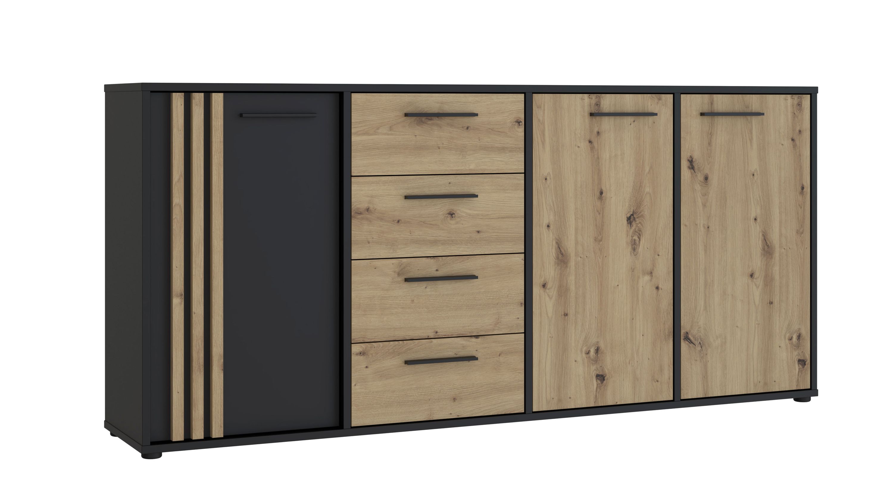 Kommodenprogramm Cardigan Schwarz & Artisan Eiche  ca. 179 x 82 cm