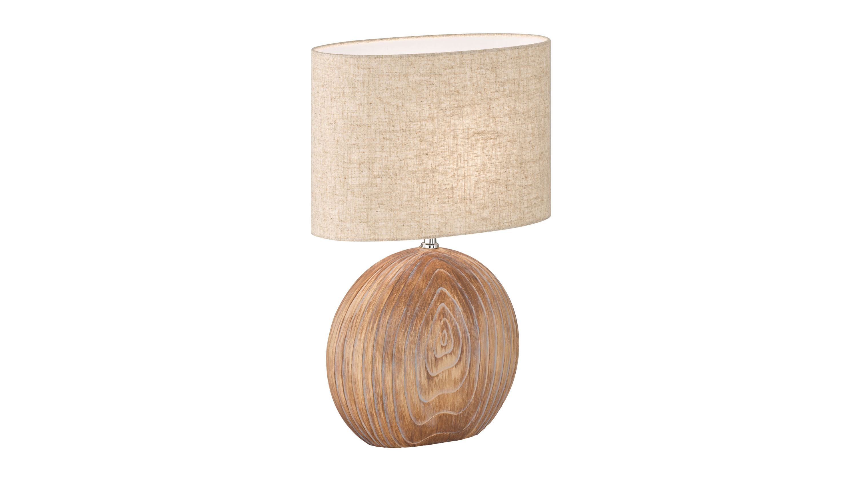 FH Tischleuchte Tobse holzfarbene Keramik & Leinen - Höhe ca. 53 cm